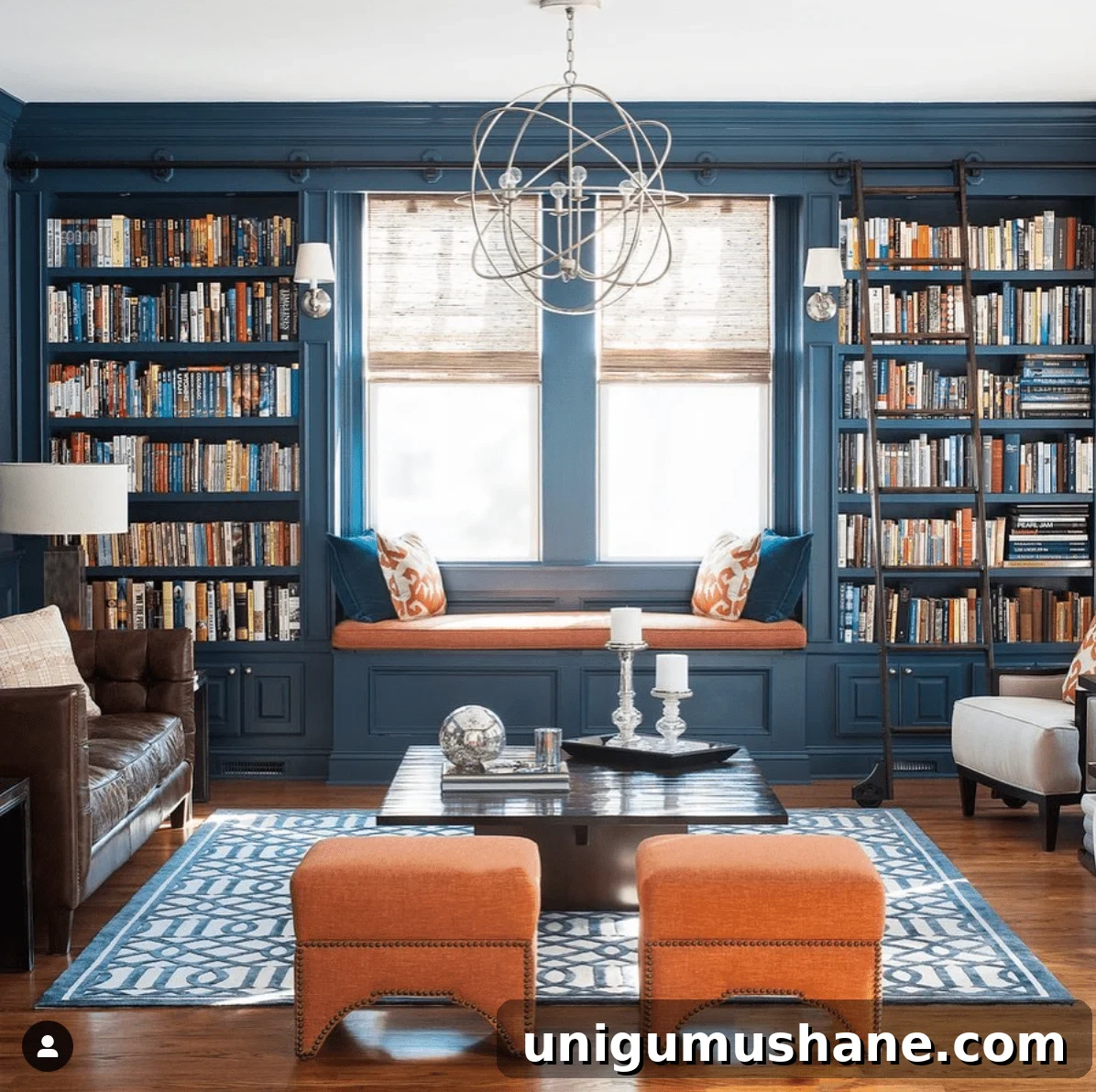 Designer-Recommended Navy Blue Paint Colors 9 Benjamin Moore Newportbury Blue - Cory Connor Designs - dark blue paint in a study