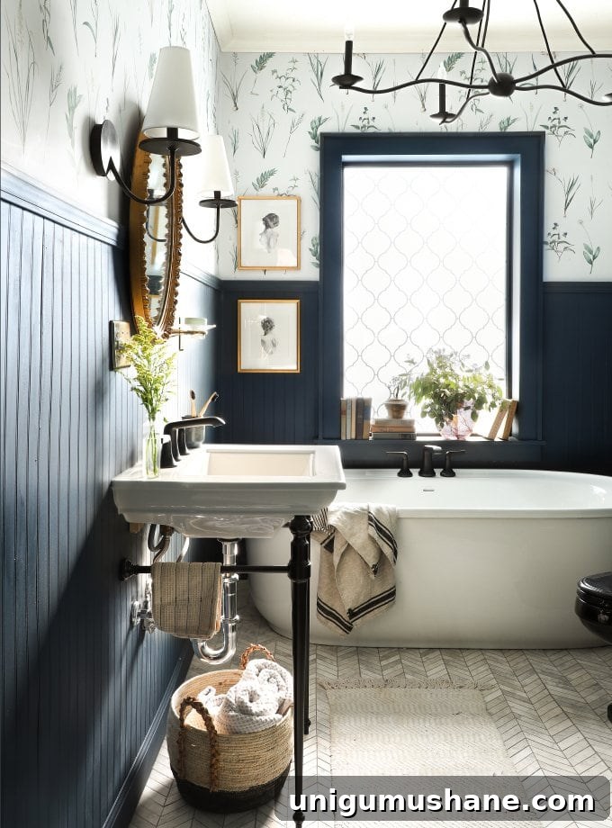 Designer-Recommended Navy Blue Paint Colors 10 Behr Chimney - I Spy DIY - dark blue paint in bathroom