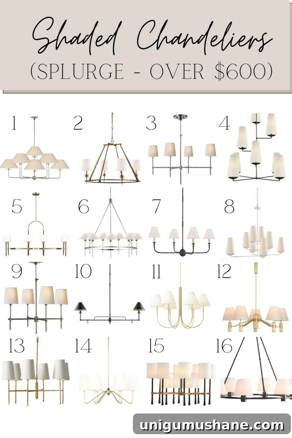 shaded chandeliers over $600