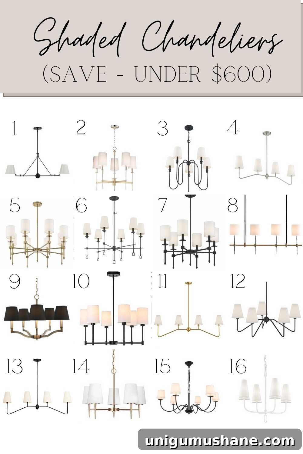 shaded chandeliers under $600