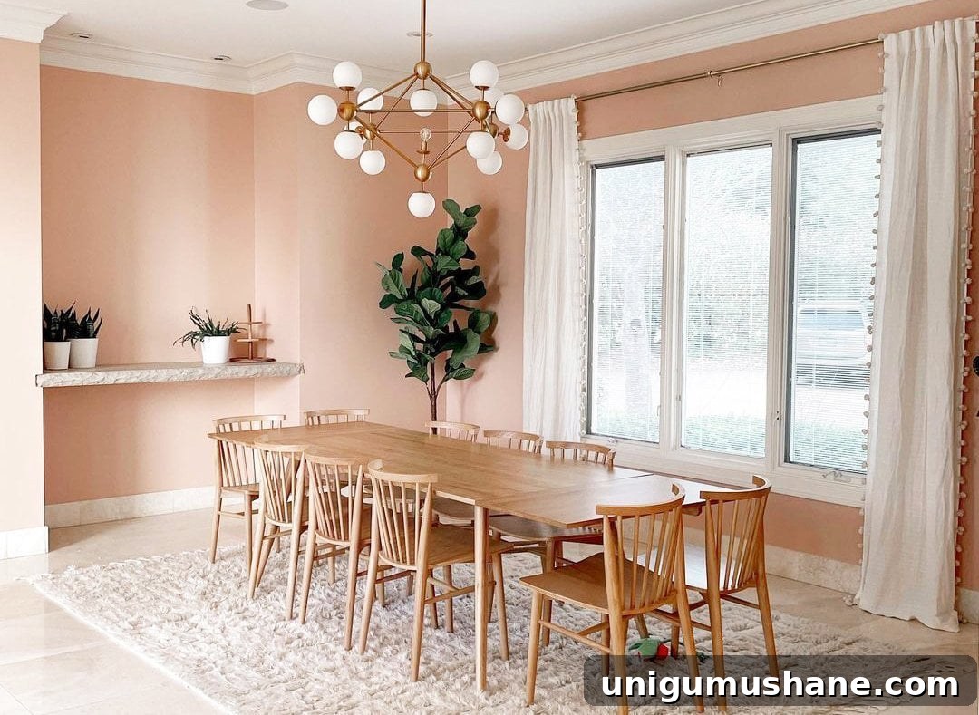 Blush Pink Paint Colors for Interiors: Recommended Shades 11 Clare Meet Cute - pink paint in a dining room