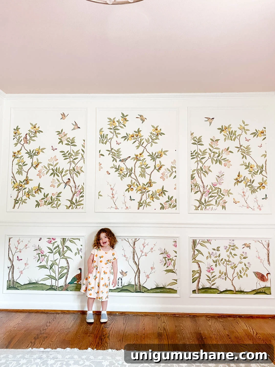 How to Install Wallpaper Inside Picture Frame Molding 15 chinoiserie wallpaper in a girl's room