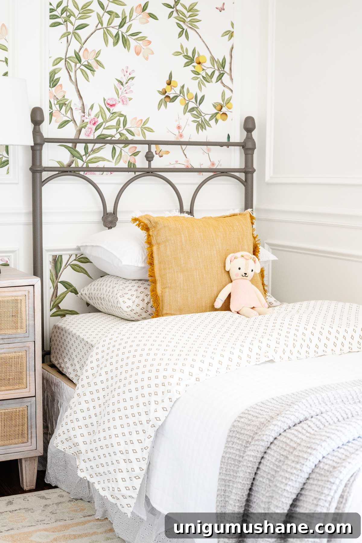Cottagecore Toddler Girl Room Makeover Before and After 6 vintage style twin bed for a toddler girl room