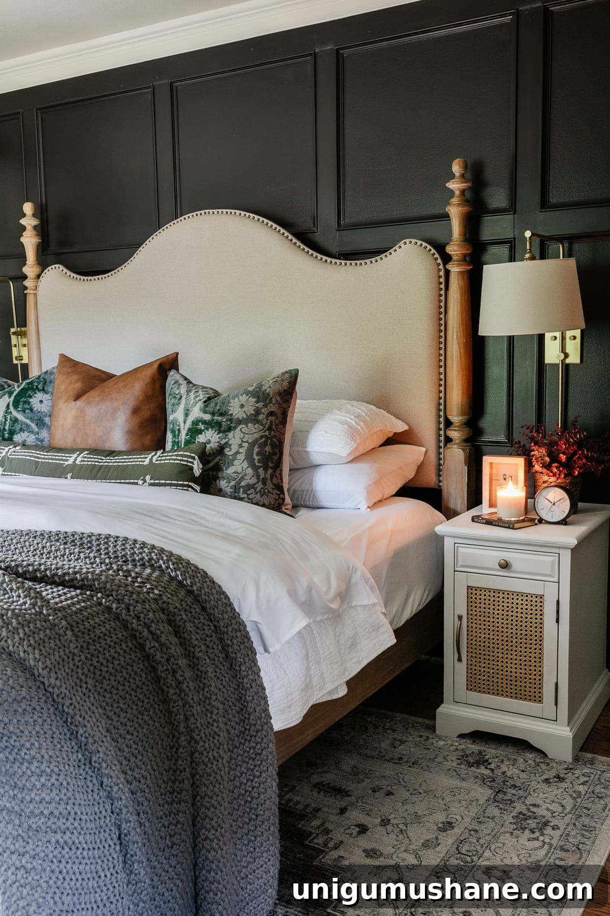 12 Budget-Friendly Fall Decor Ideas for a Luxe Look 5 earth tone throw pillows on a bed for fall decor