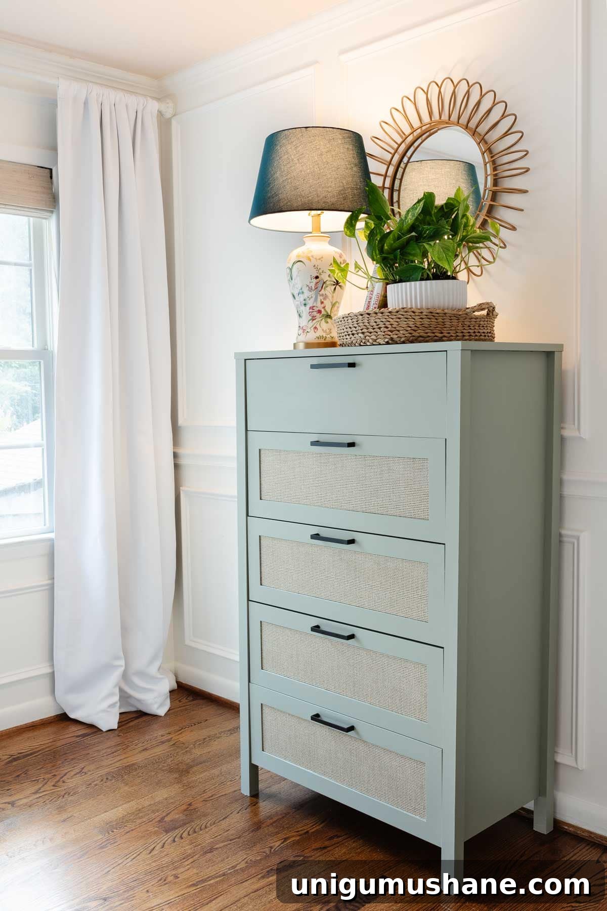 Painting Laminate Furniture: Regan's Room Makeover 2 green dresser in little girl's room