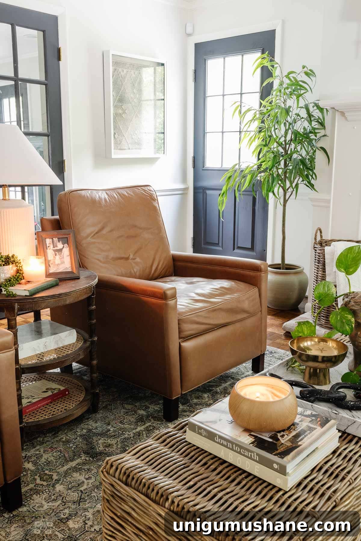 pottery barn recliner in a living room
