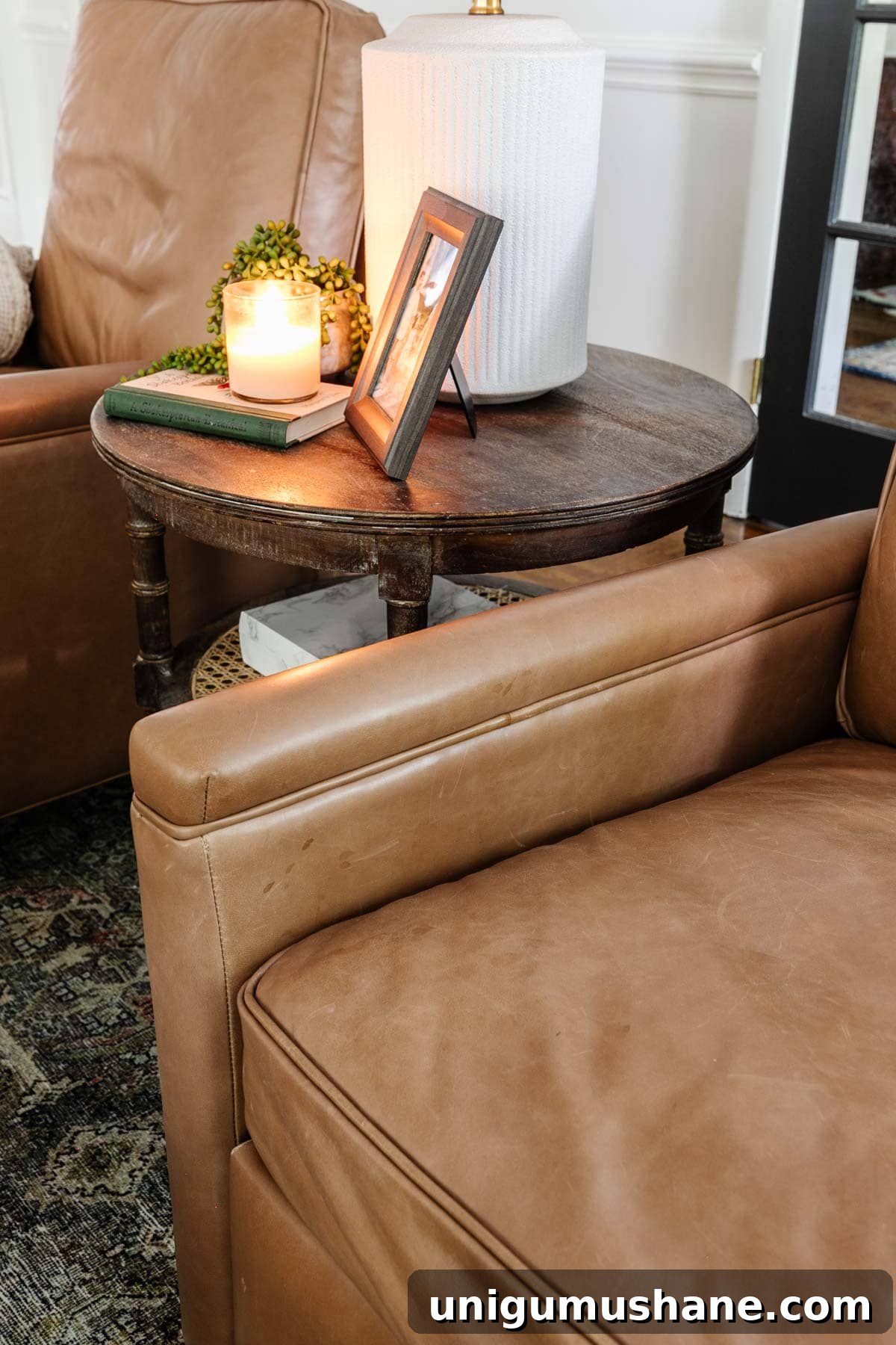 leather patina and wear on pottery barn recliner