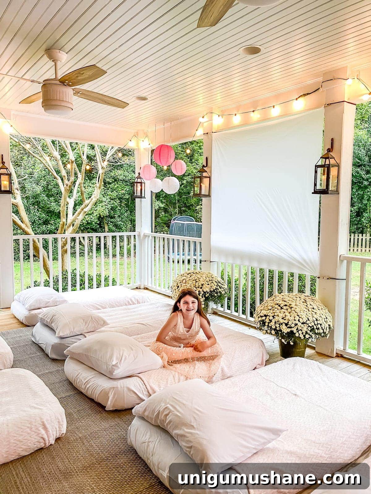 How to Host a Backyard Movie Night on a Budget 14 birthday slumber party outdoor movie night on a back porch