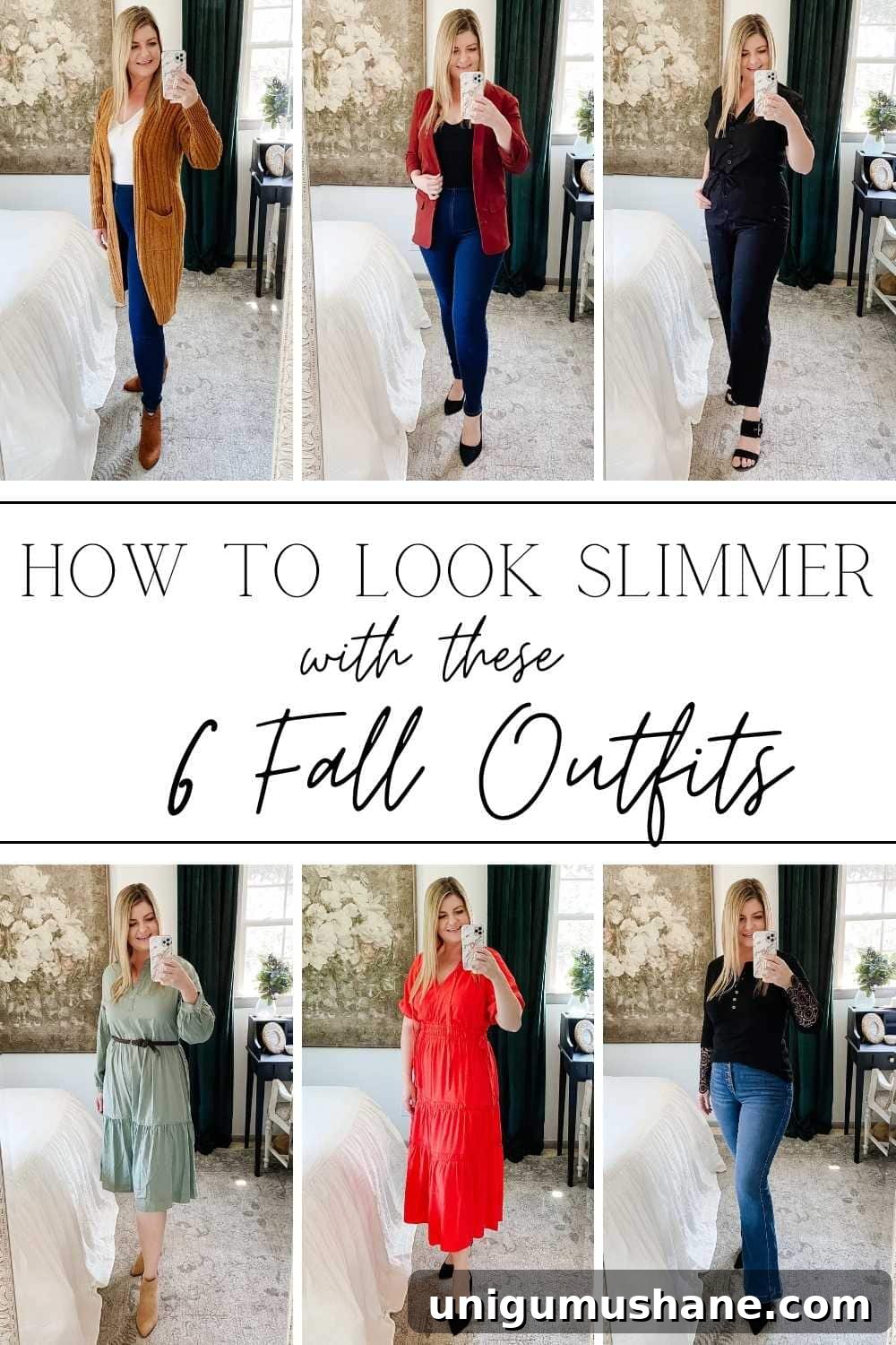 6 Fall Outfits That Flatter and Create a Slimmer Silhouette 2 14 fashion styling tricks to help you look slimmer along with 6 budget-friendly fall outfits from Walmart.