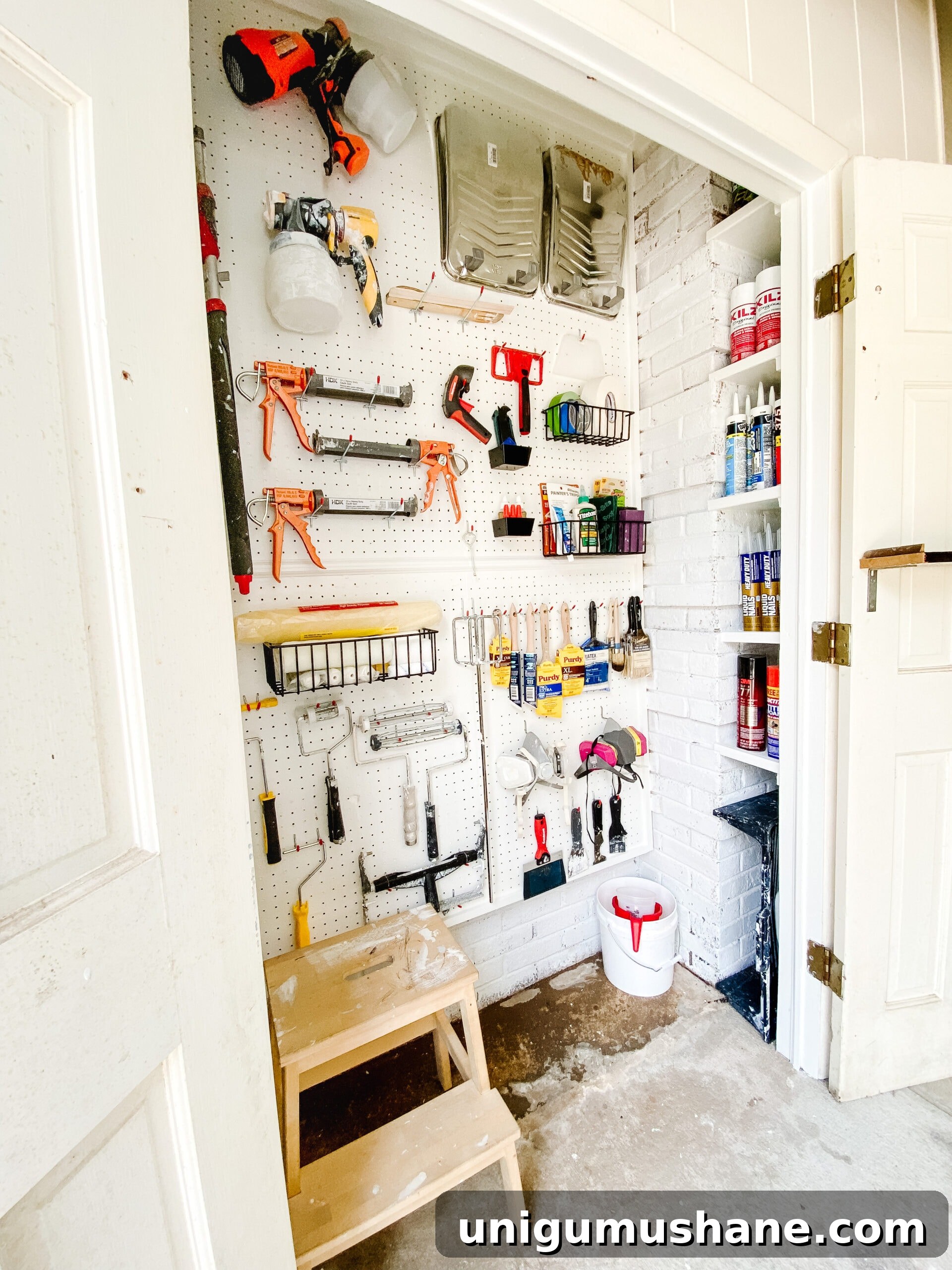 Smart Paint Closet Storage Ideas for Small Spaces 8 pegboard organizer paint supplies