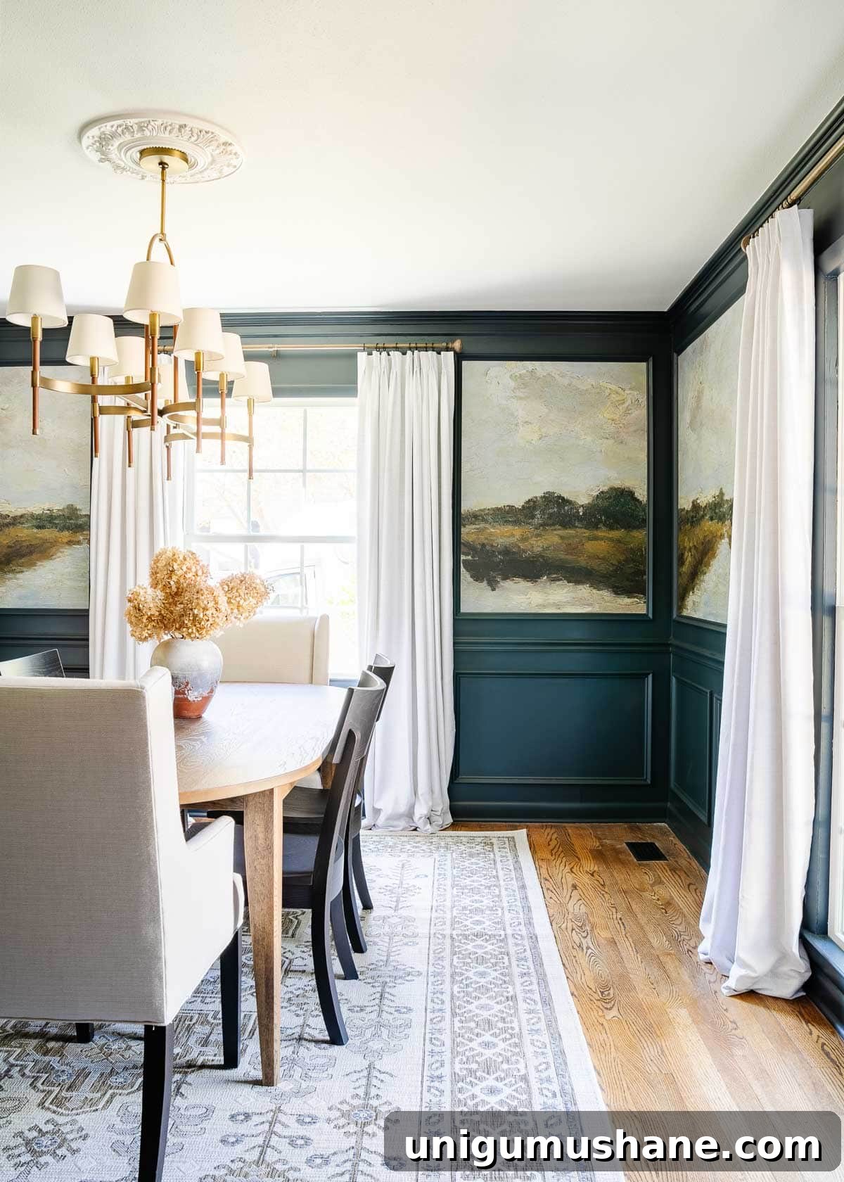 Transform Your Dining Room with Antique Painting Mural Wallpaper 6 navy blue dining room with antique painting peel and stick mural wallpaper