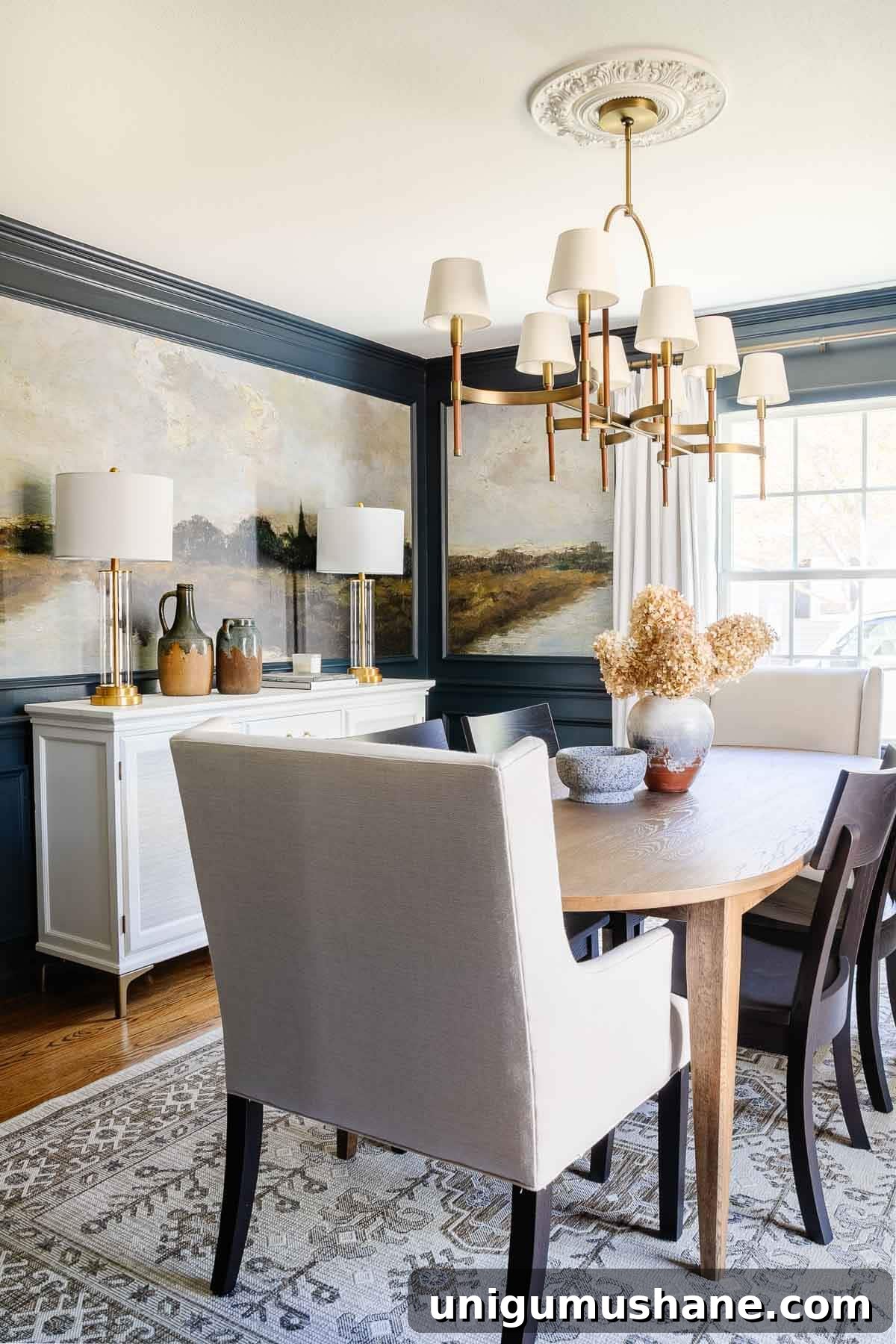 Transform Your Dining Room with Antique Painting Mural Wallpaper 7 modern classic dining room with scenic peel and stick mural wallpaper