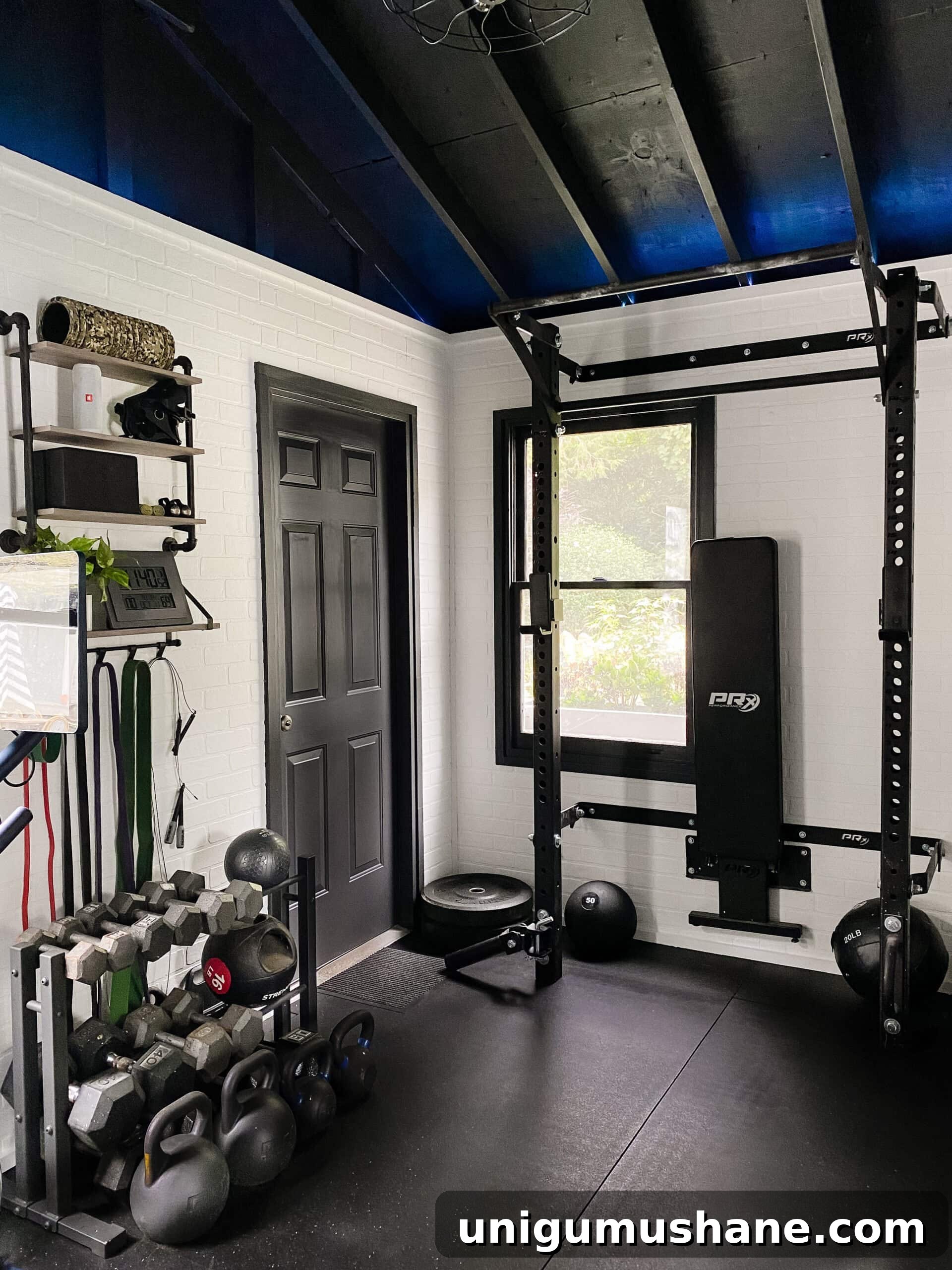 Convert Your Shed into a Home Gym on a Budget 12 home gym with led lights and weight lifting area
