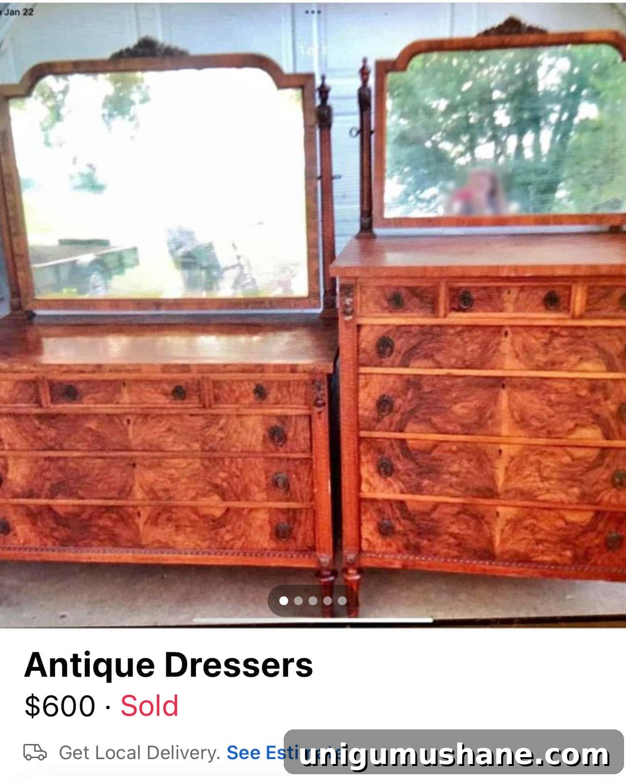 burl dressers listed on facebook marketplace