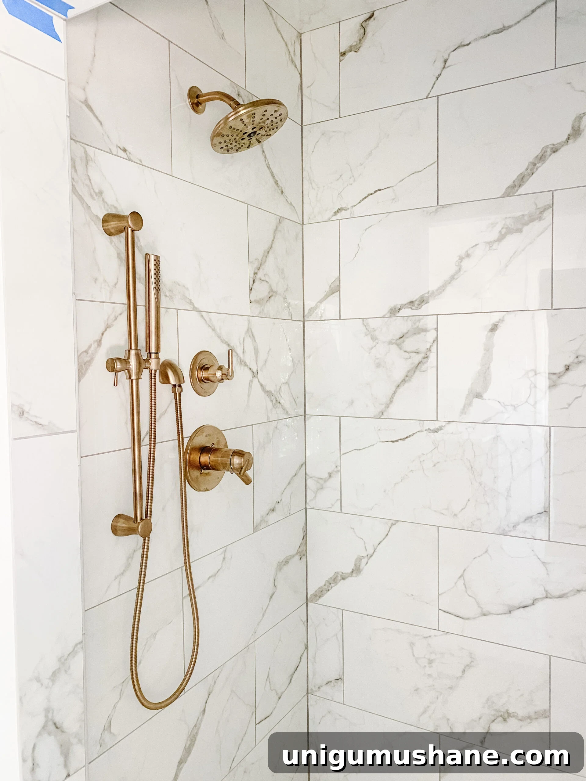 En Suite Bathroom Remodel: New Faucets Installed 9 champagne bronze shower faucets in en suite bathroom