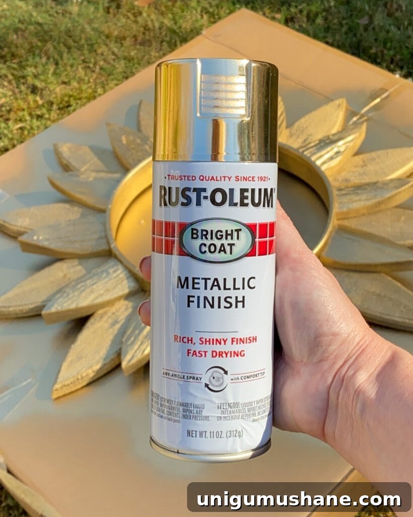 How to Upcycle a Sunburst Mirror into a Stunning Light Fixture 5 painting a sunburst mirror to make a diy light