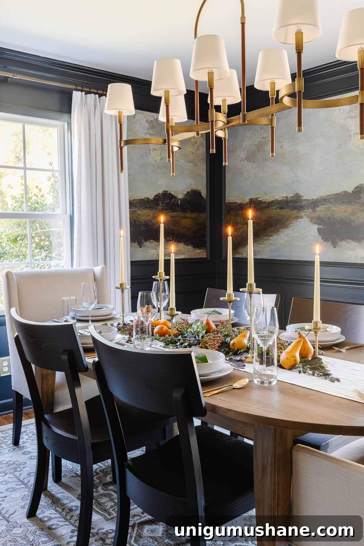 10-Minute Thanksgiving Table Decor Ideas 4 simple Thanksgiving table decor using candles, cut stems from the yard, and pears from the grocery store