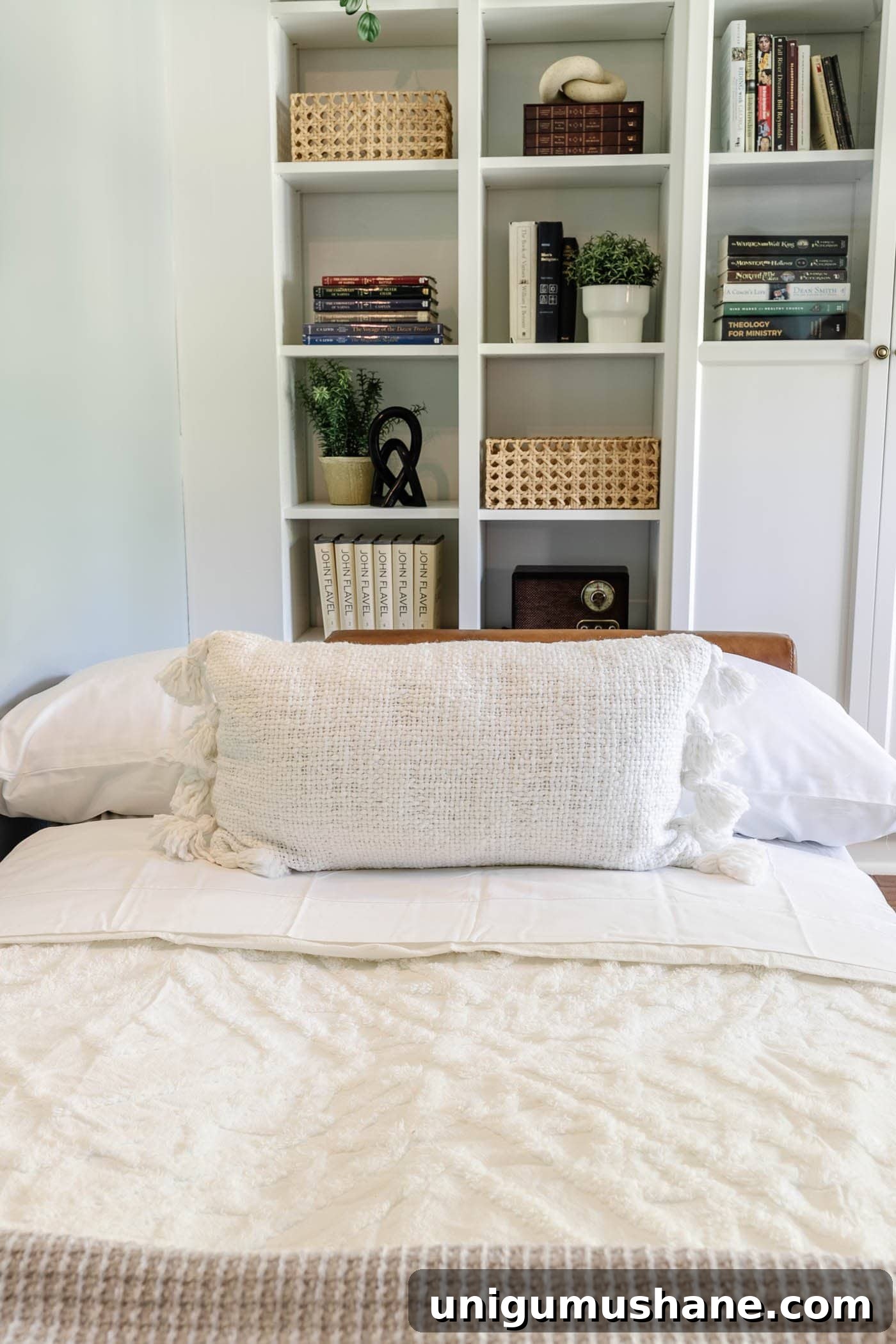 temporary bed in home office using a futon