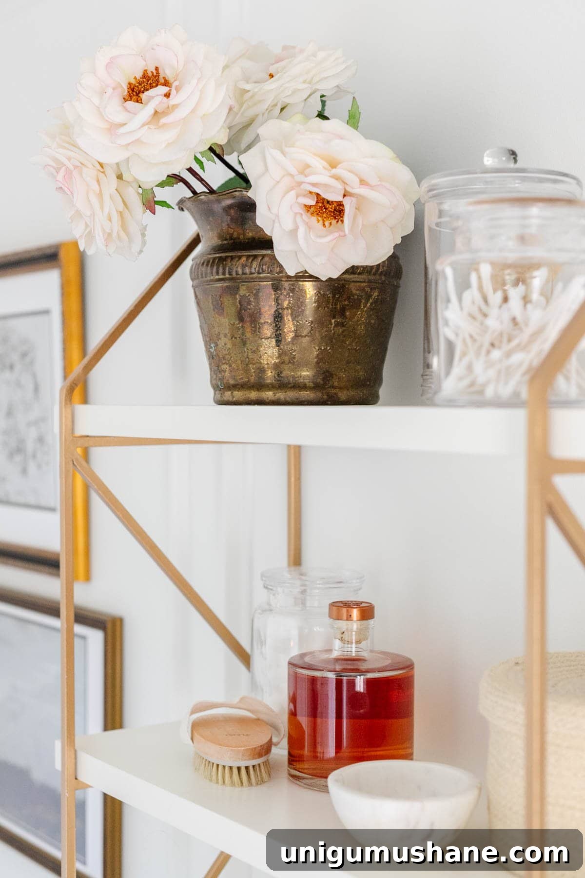Modern-Vintage En Suite Bathroom Remodel Tour 21 bathroom shelves decor