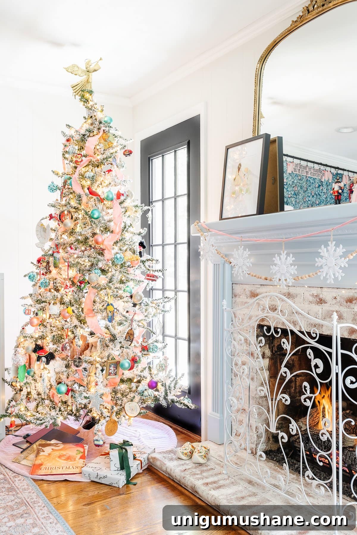 Holiday Housewalk 2021: Traditional Christmas Decorating Ideas 18 blue and pink Christmas decor in a playroom