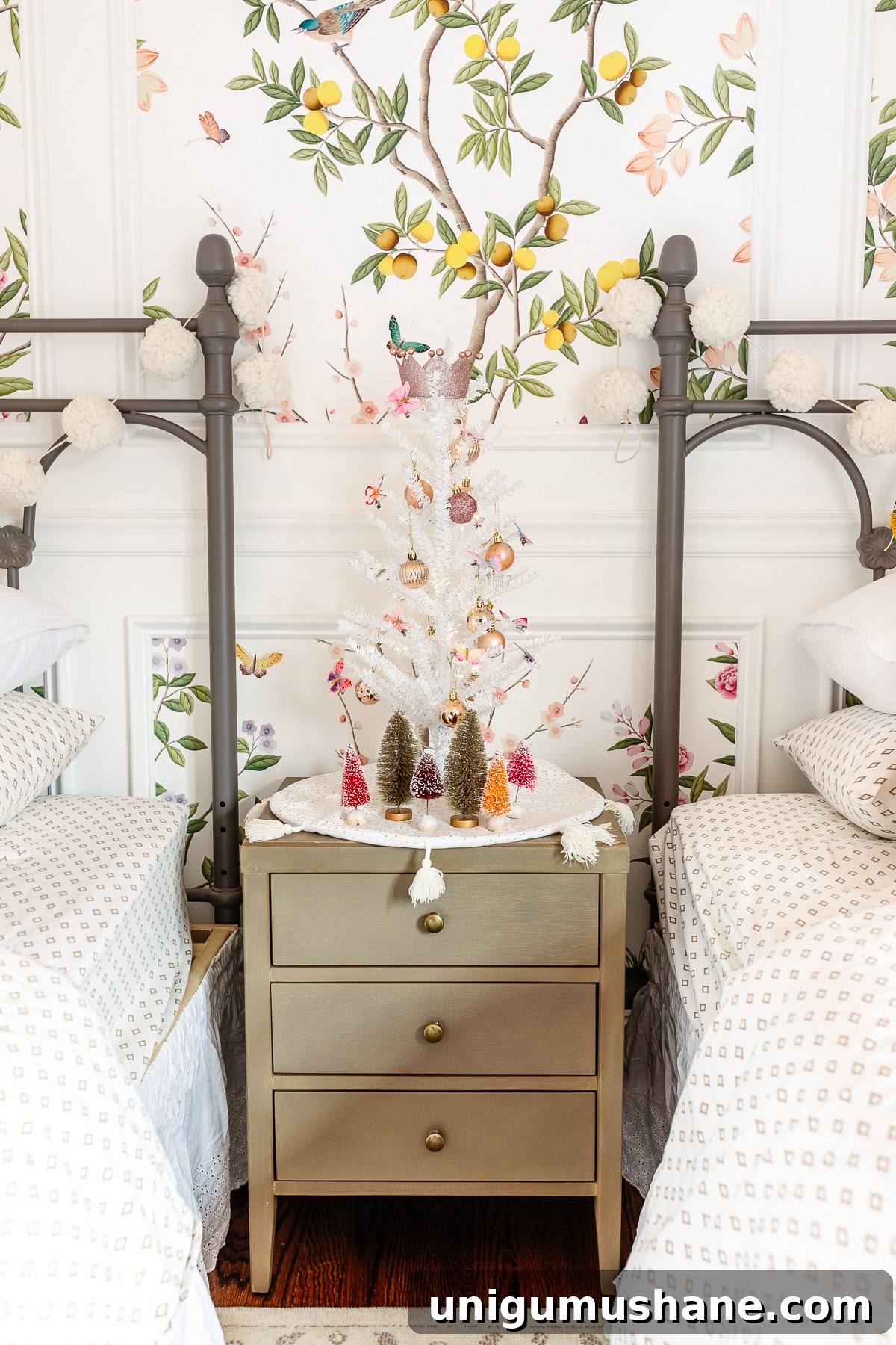 Christmas bedroom decor tree in a kid's room