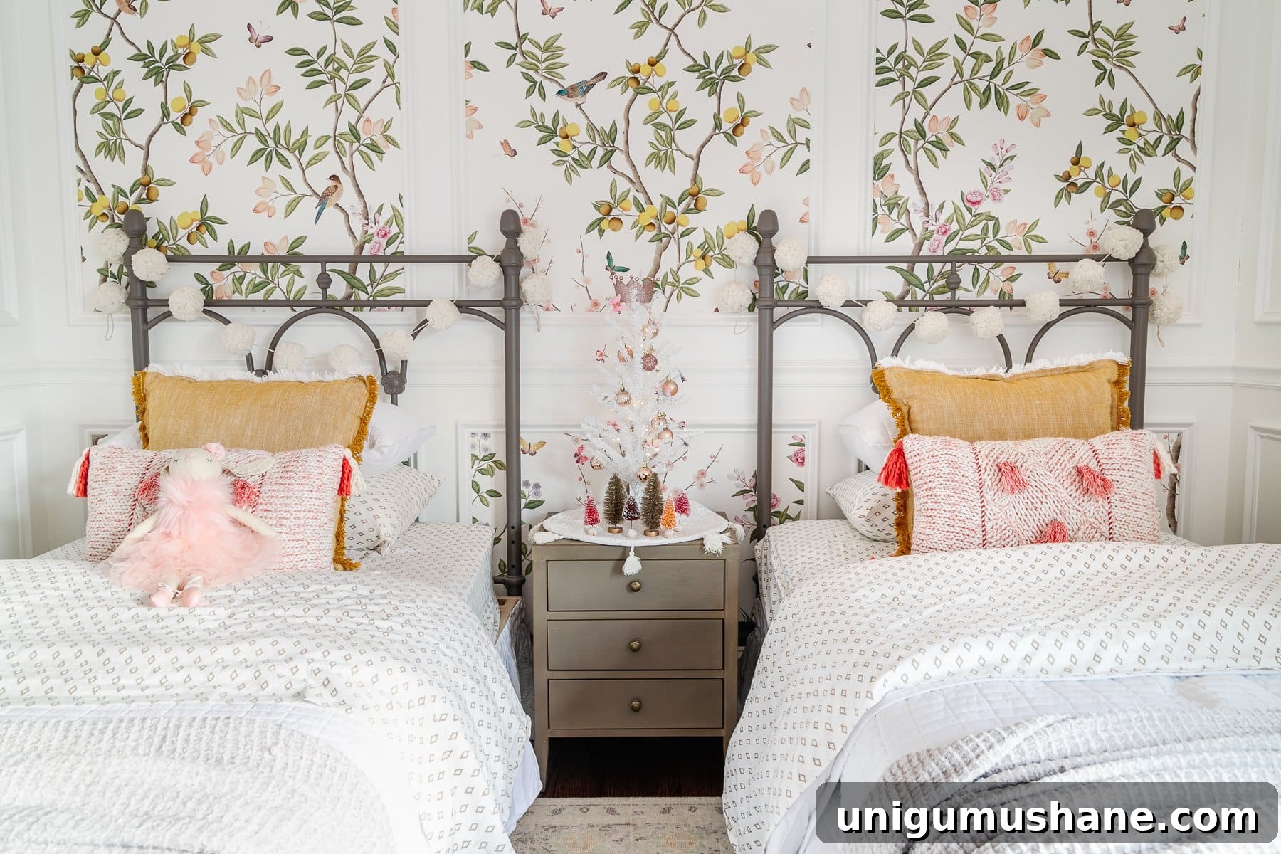 Colorful Christmas bedroom decor in a toddler room