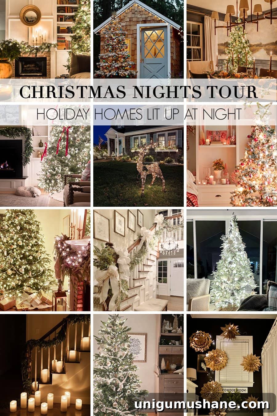 Christmas Candlelight Home Tour: Cozy Holiday Decor Ideas 2 12 home bloggers' Christmas candlelight house tours of homes lit up at night decorated for Christmas.