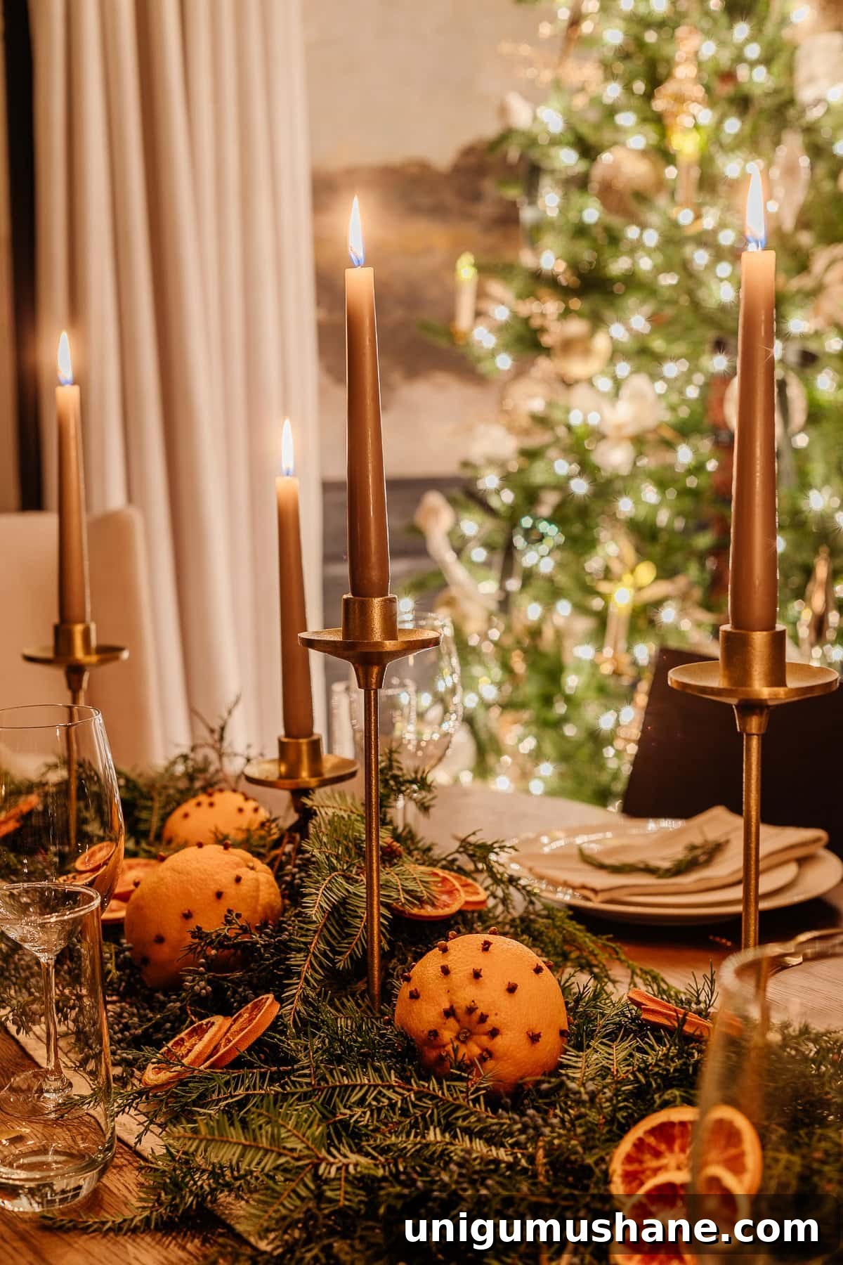 Christmas Candlelight Home Tour: Cozy Holiday Decor Ideas 11 Christmas dining room table decor at night