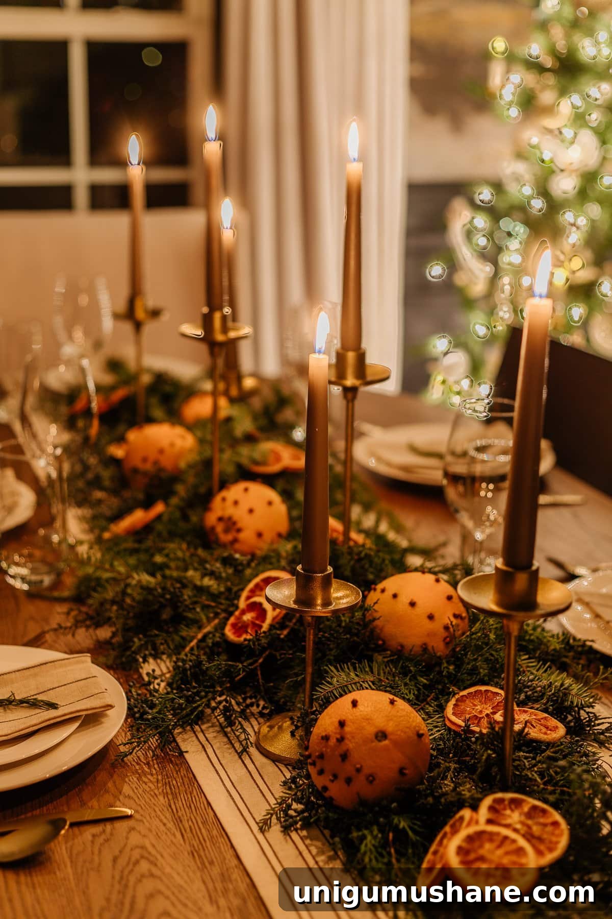 Christmas Candlelight Home Tour: Cozy Holiday Decor Ideas 13 Christmas dining room table decor at night