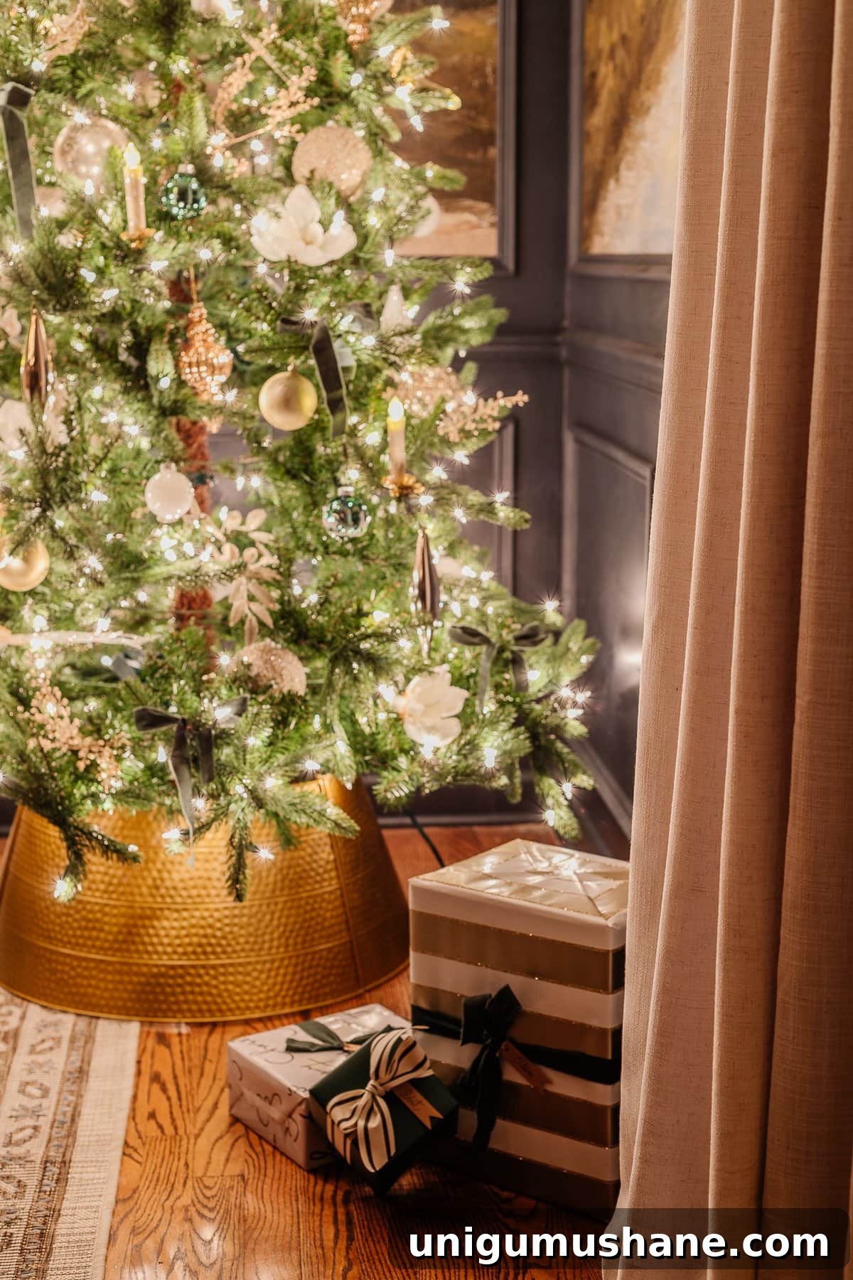 Christmas Candlelight Home Tour: Cozy Holiday Decor Ideas 15 Christmas tree in dining room at night