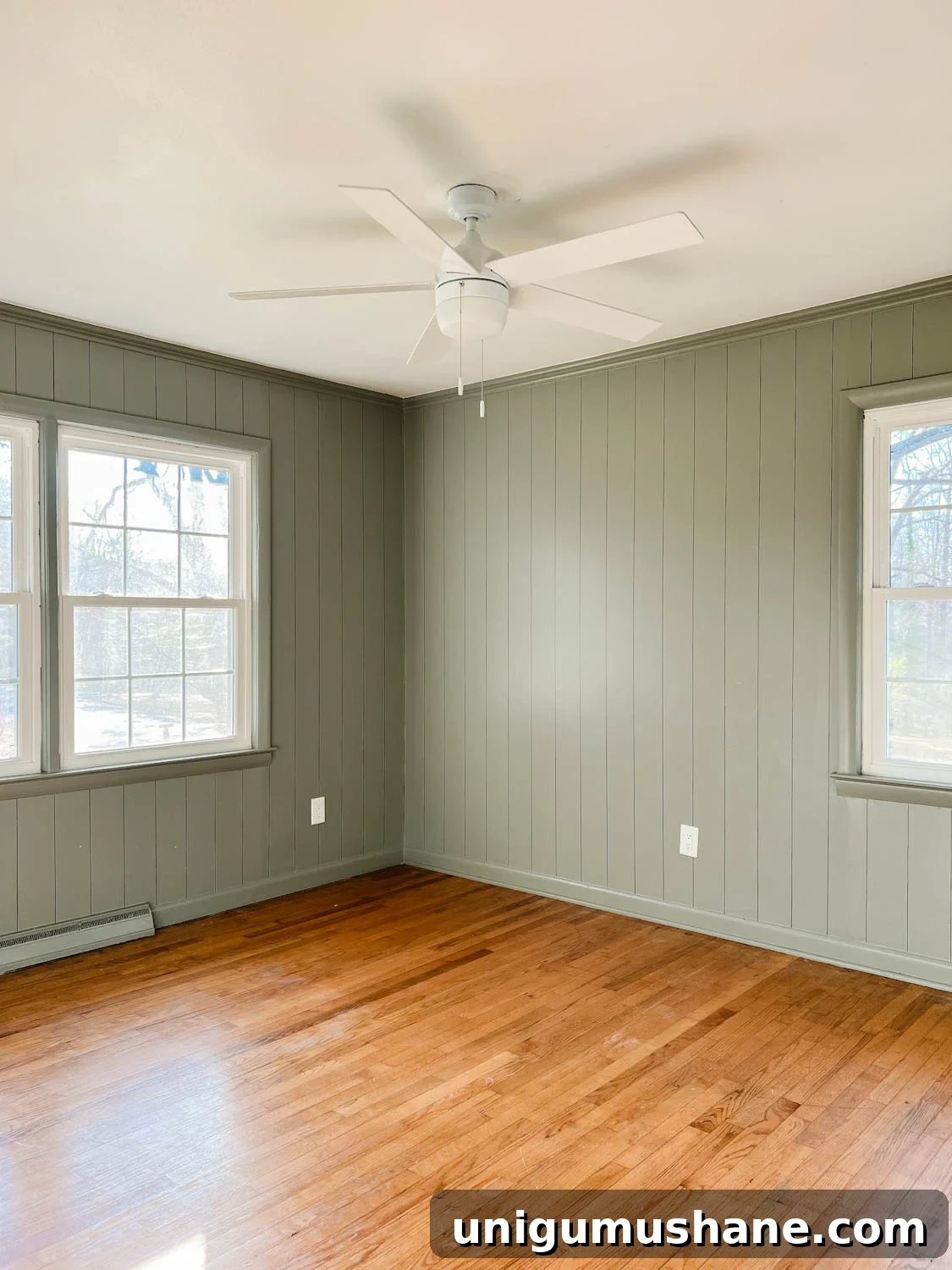 DIY Faux Wall Planking: Transform a Room for $20 12 DIY faux wall planking using Sharpie paint pens in a bedroom painted Sherwin Williams Evergreen Fog