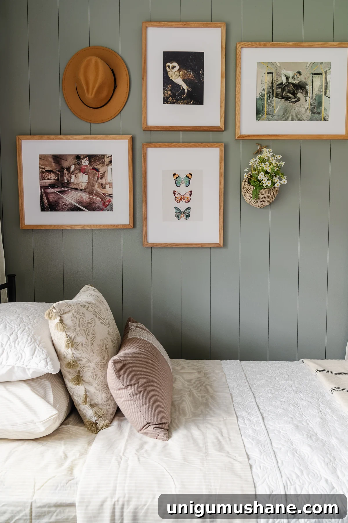 Shared Teen Girls Bedroom with Modern Cottage Style 6 modern cottage gallery wall with art by Nicola Pucci