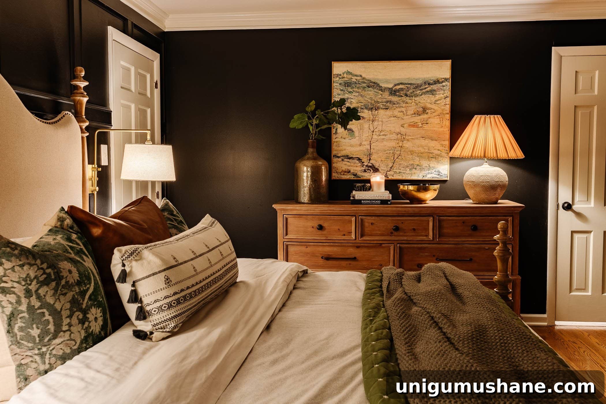 Transform Rustic Table Lamps into Affordable Designer Dupes 11 DIY concrete table lamp on a dresser in a bedroom