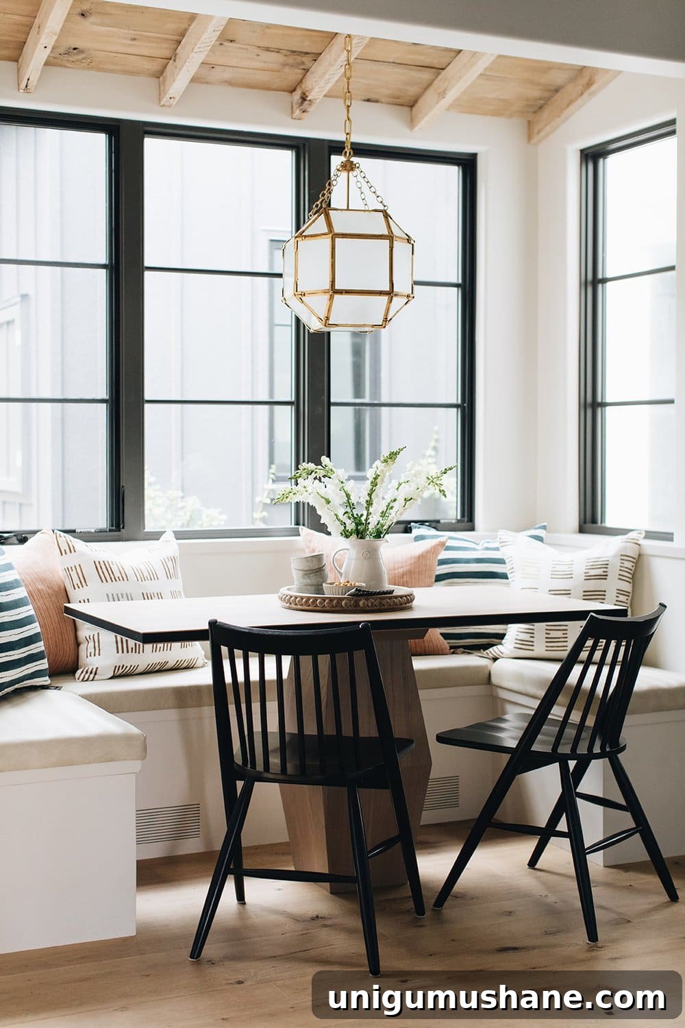 Breakfast Nook Design Ideas and Our Kitchen Phase 1 Inspiration 22 Add Wood to the Ceiling to Create a Kitchen Nook with Extra Hygge