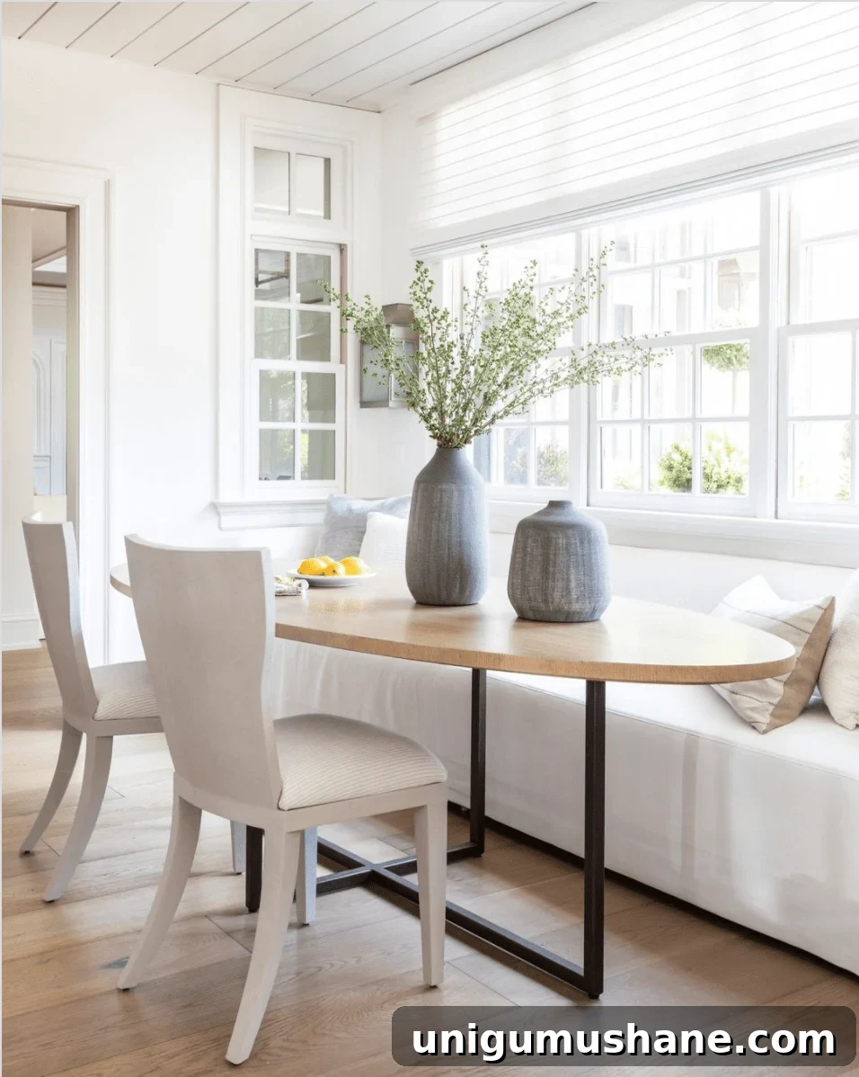 Breakfast Nook Design Ideas and Our Kitchen Phase 1 Inspiration 24 Slipcovered Bench in a Dining Space