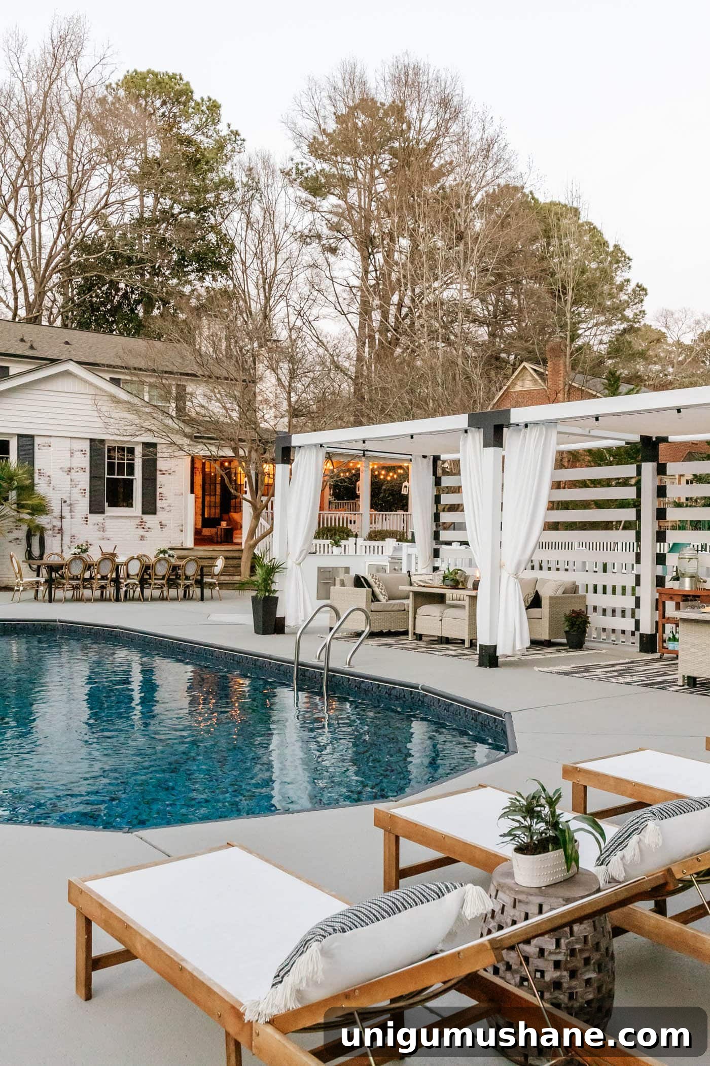 Better Homes and Gardens Patio Sets for Your Backyard 23 backyard pool and patio makeover with DIY pool cabana and limewashed brick house
