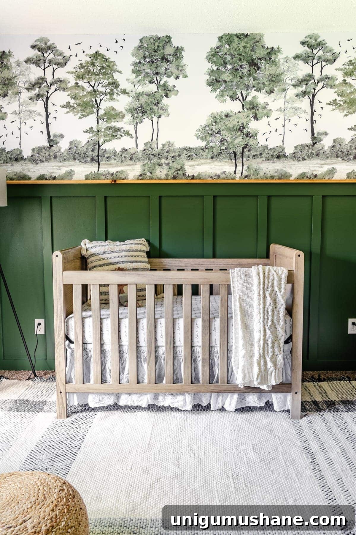 plaid rug in a nursery