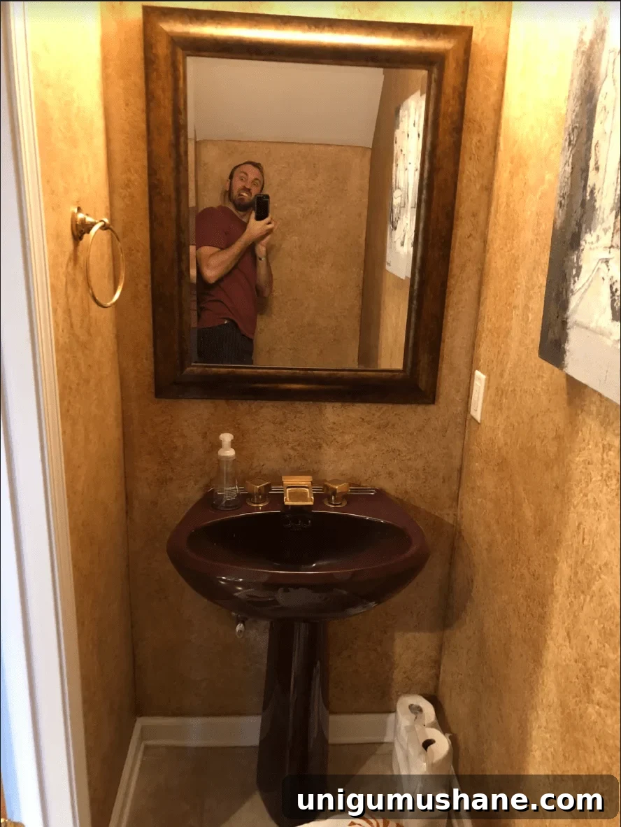 Small Modern Powder Room Makeover for Your Bachelor Pad 3 powder room before
