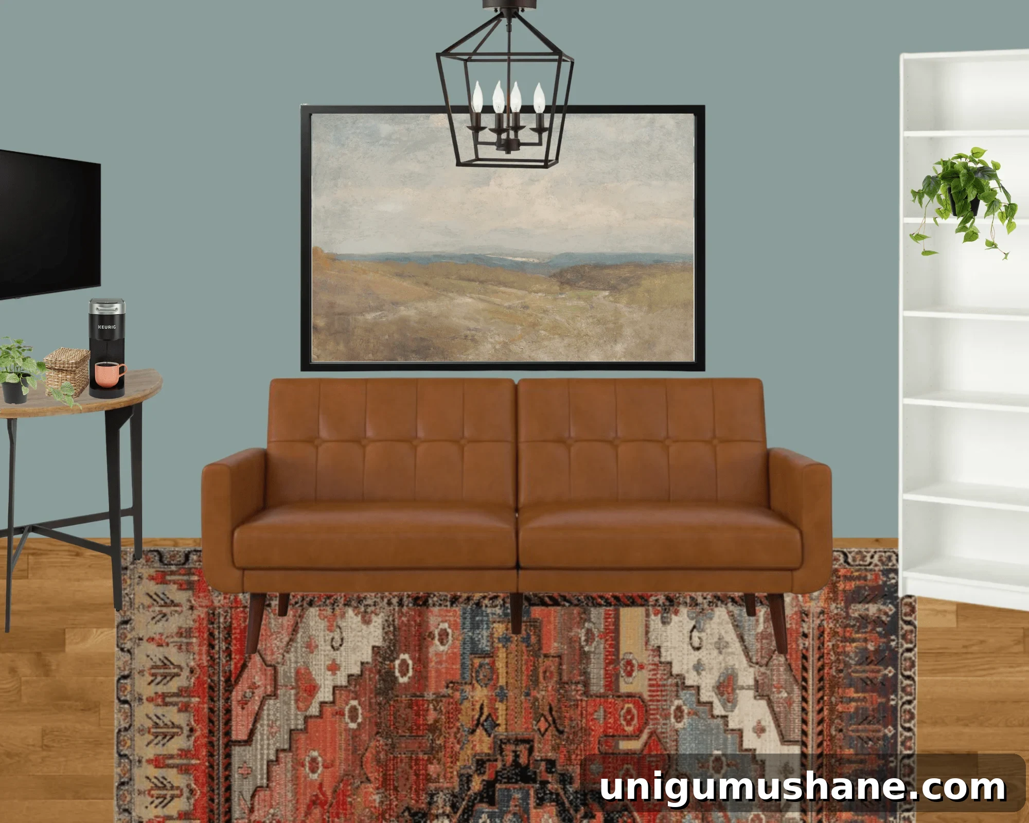 guest futon reading space in home office mood board