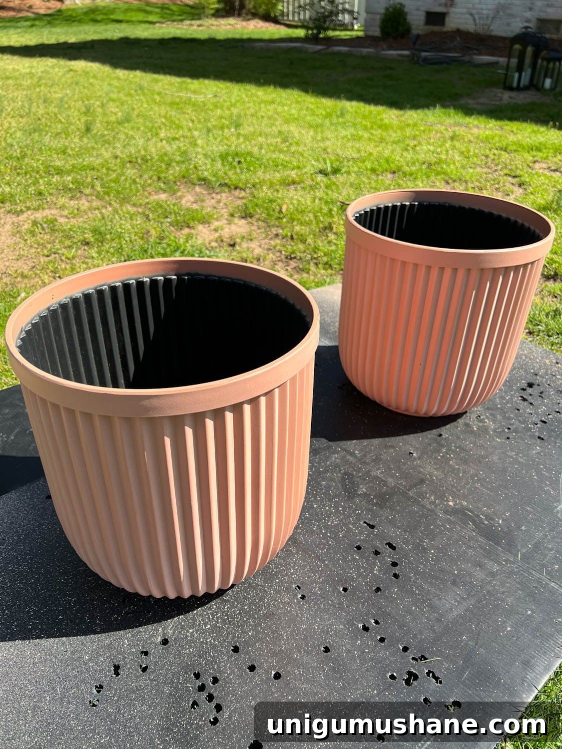 6 Budget-Friendly Small Front Porch Ideas to Boost Curb Appeal 5 fluted resin terra cotta planters