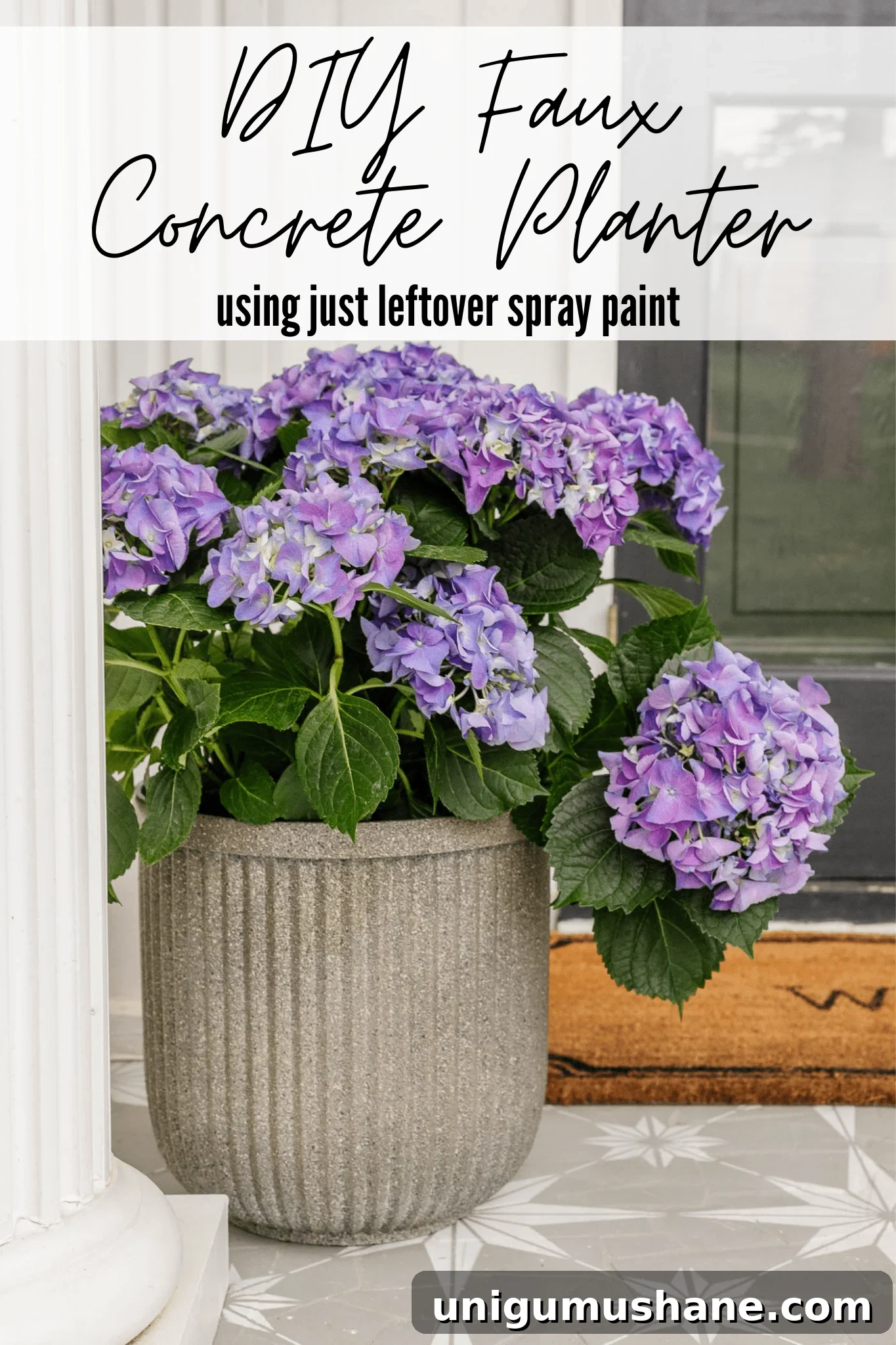 How to Make Faux Concrete Planters with Spray Paint 2 finished diy concrete planter