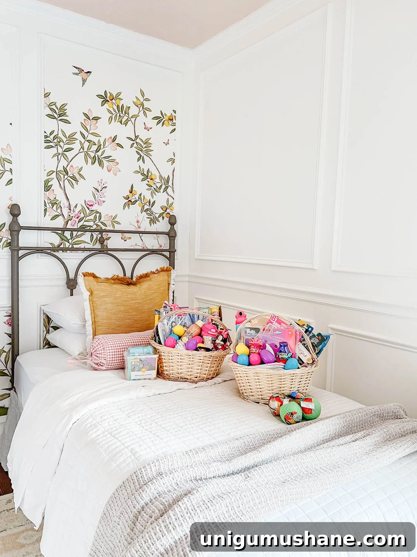 100 Last-Minute Easter Basket Ideas on a Budget 3 easter baskets on a bed