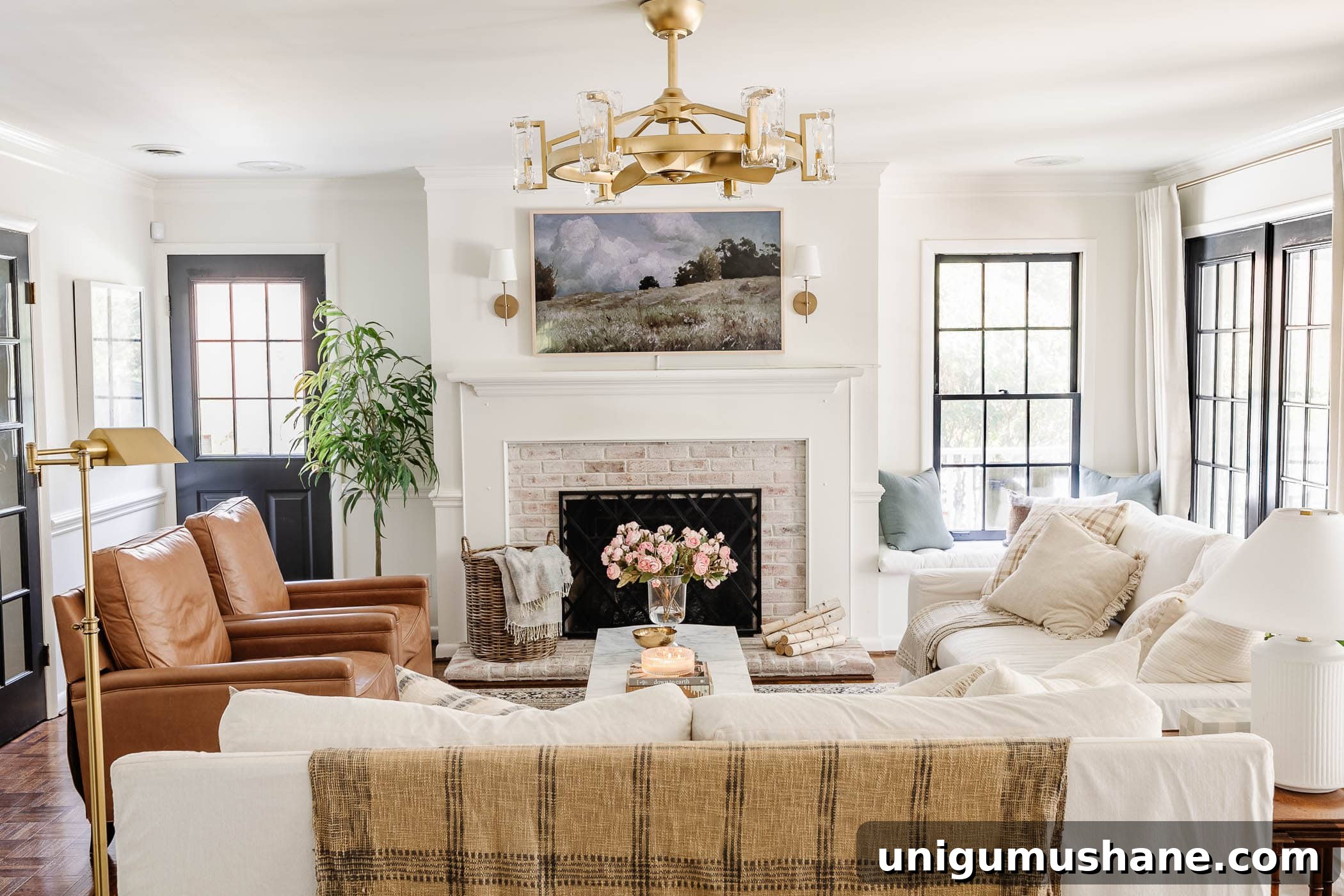 living room using the 3 types of lighting - ambient lighting, task lighting, and accent lighting