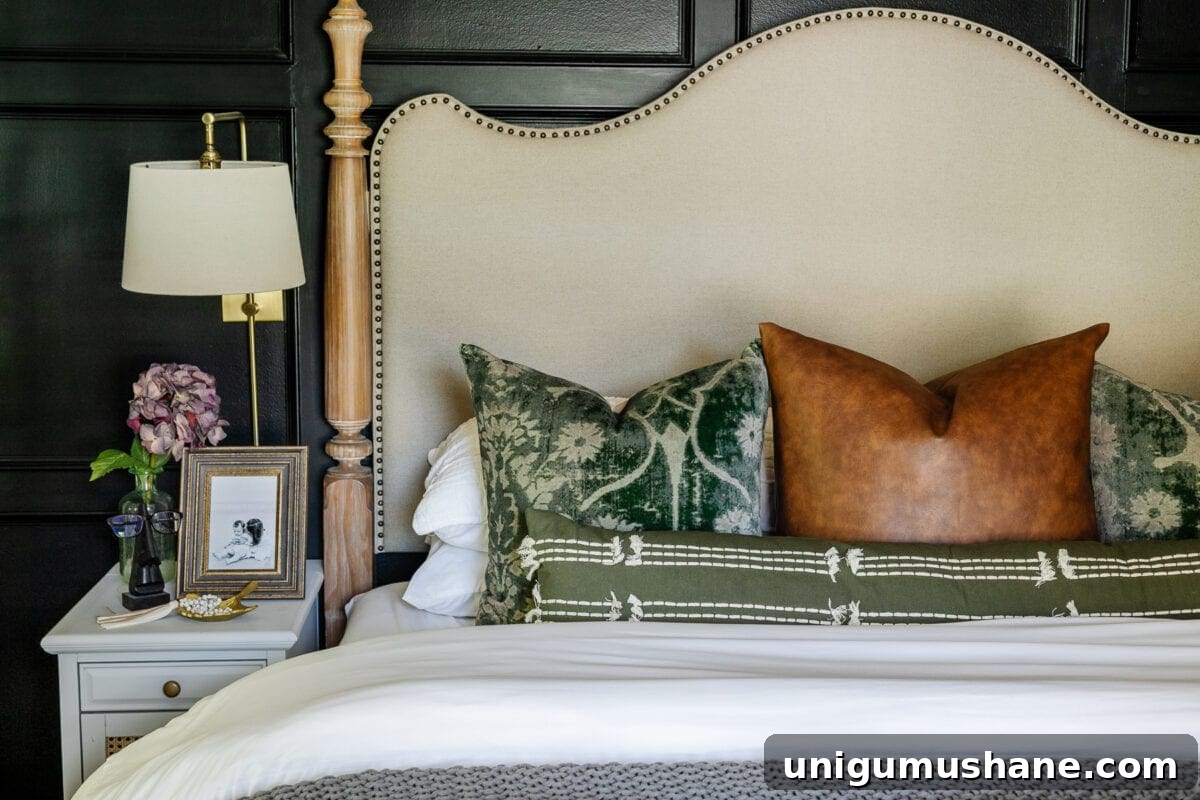 add down pillow inserts to throw pillow covers on a bed