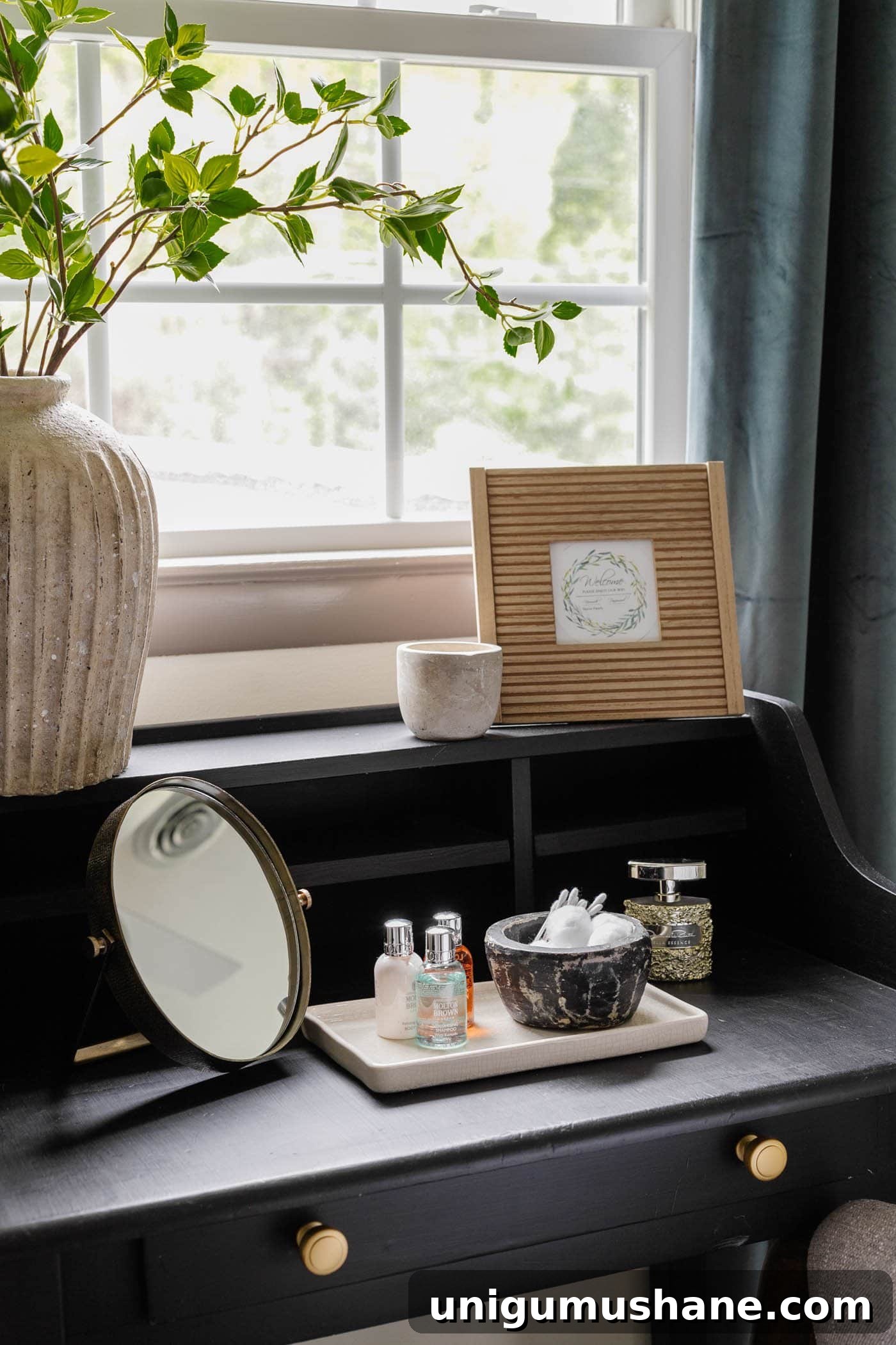 How to Redecorate a Room in Under an Hour: Guest Bedroom Refresh 13 guest bedroom vanity toiletries