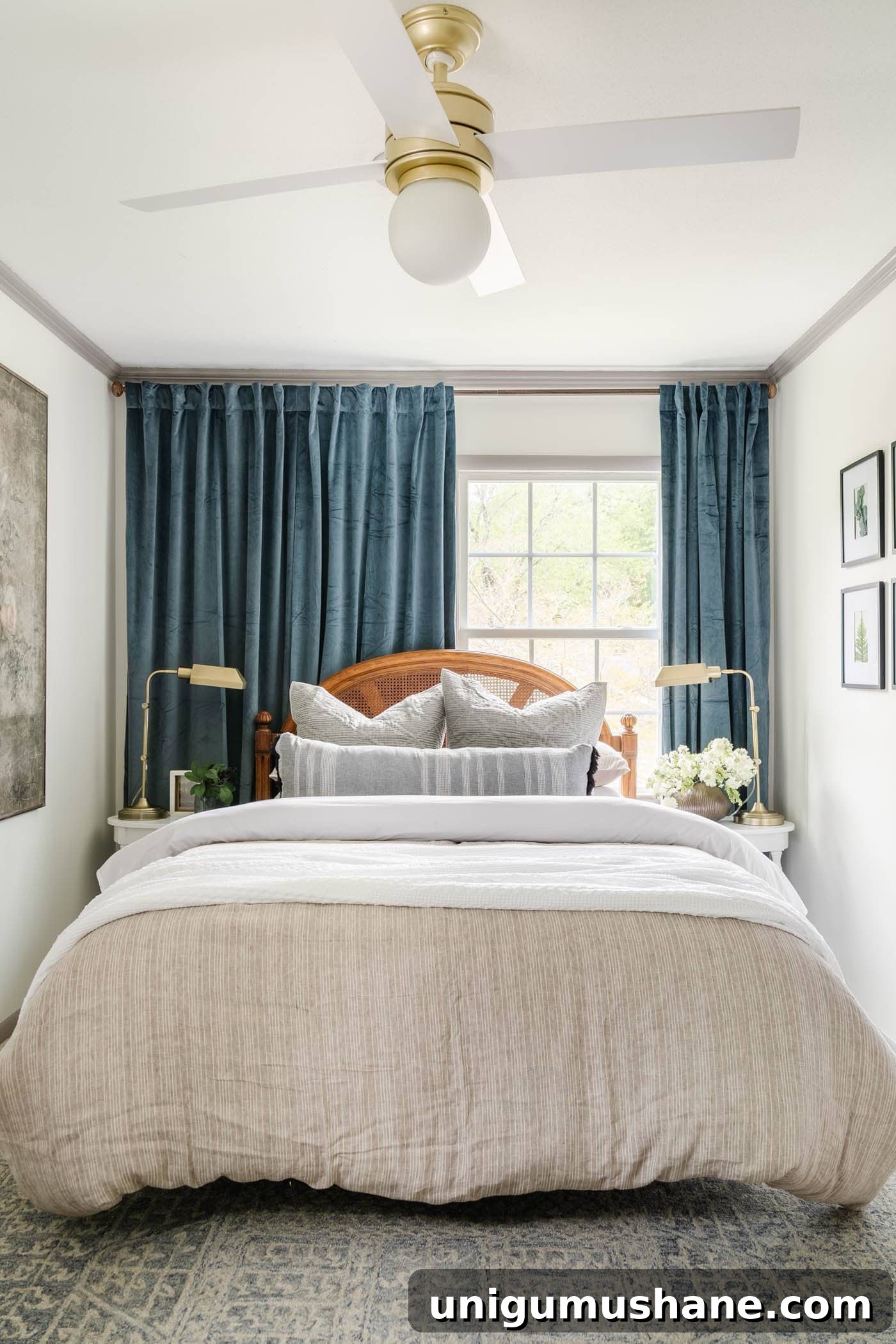 How to Redecorate a Room in Under an Hour: Guest Bedroom Refresh 7 bed in front of window off center