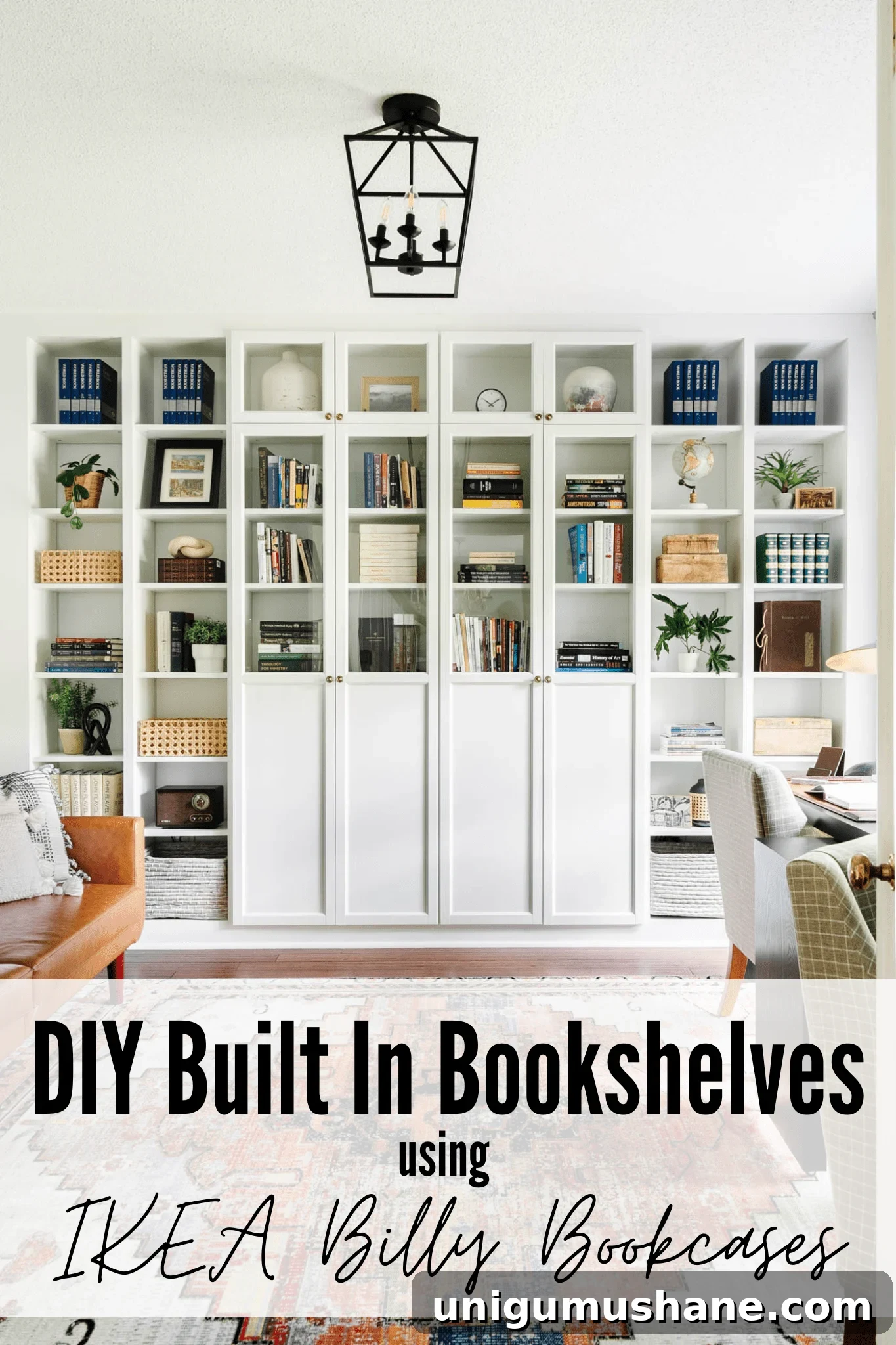 Convert IKEA Billy Bookcases into Built-In Bookshelves 2 home office DIY built in bookshelves using the IKEA Billy Bookcase hack