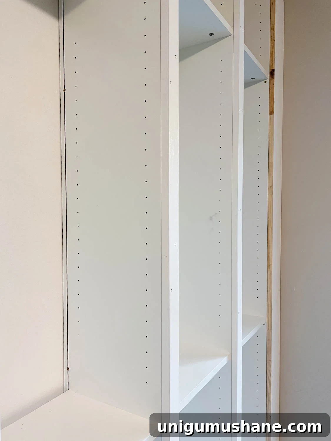 Convert IKEA Billy Bookcases into Built-In Bookshelves 19 trimmed 1x10 board to fit the front of bookcases and fill the gap to make them look built in for the IKEA Billy bookcase hack