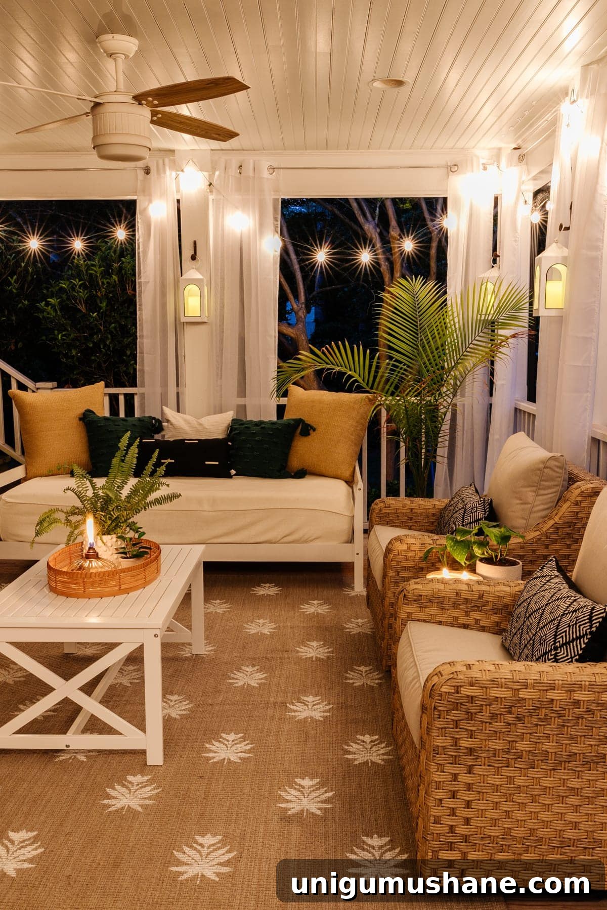 How to Hang Outdoor String Lights Anywhere in Your Backyard 39 porch string lights hanging on a covered deck