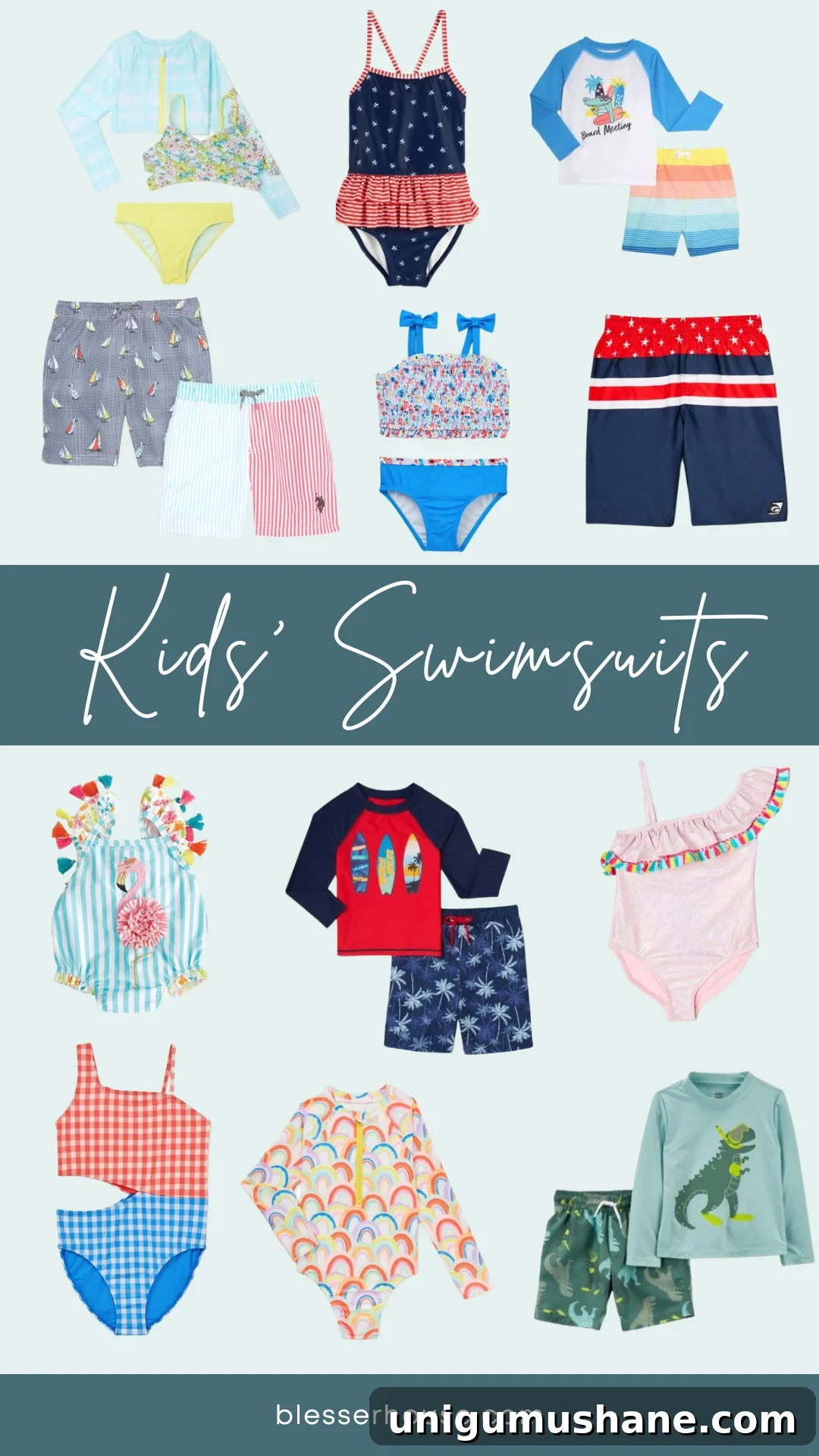 Must-Have Pool Toys for Kids and Adults This Summer 23 collage of Walmart swimsuits for girls and boys